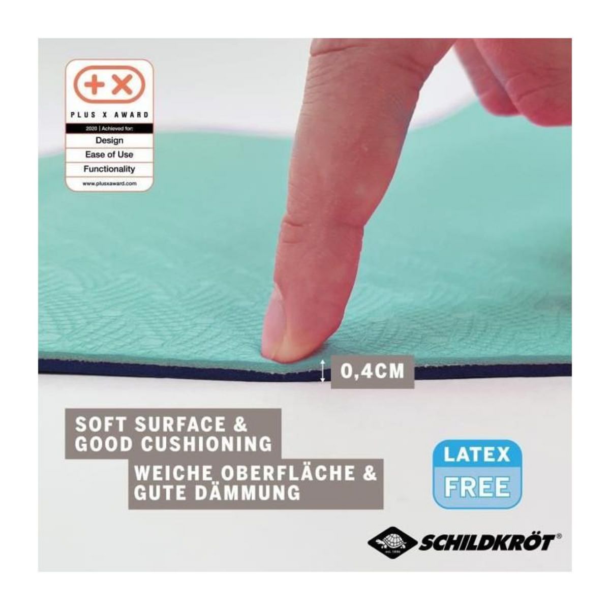 SCHILDKROT Tapis de yoga Schildkröt Fitness Bicolor 180 x 61 cm - sans PVC - résistant au glissement - marine/menthe
