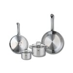 ELO Set de 2 Poêles de cuisson 24 et 28 cm et 2 faitouts 12 et 16 cm Elo Profi Citrin