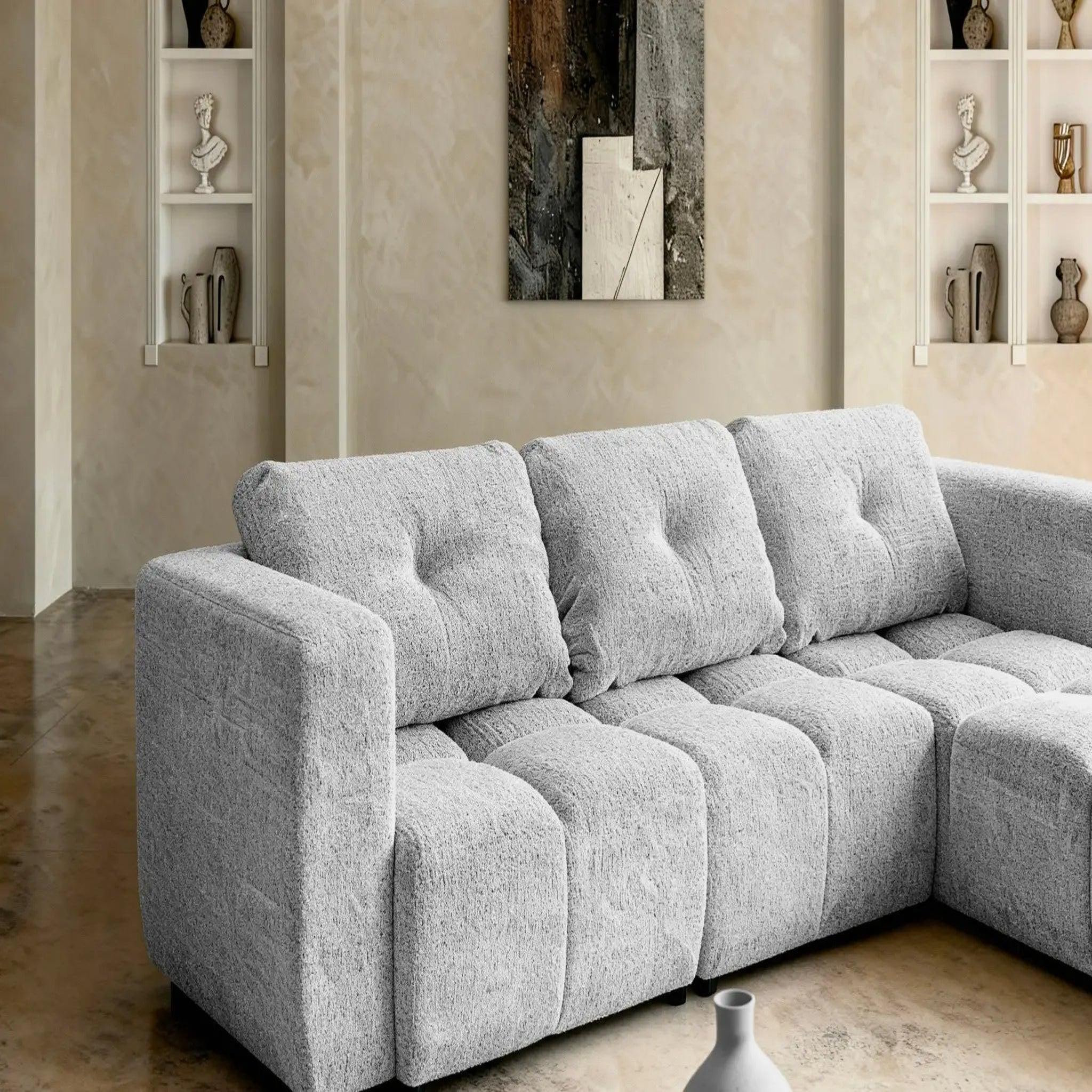 Voir la diapositive 4 : CASANOVA PARIS Romy 4 places - canapé d'angle convertible tissu chenille 4 places