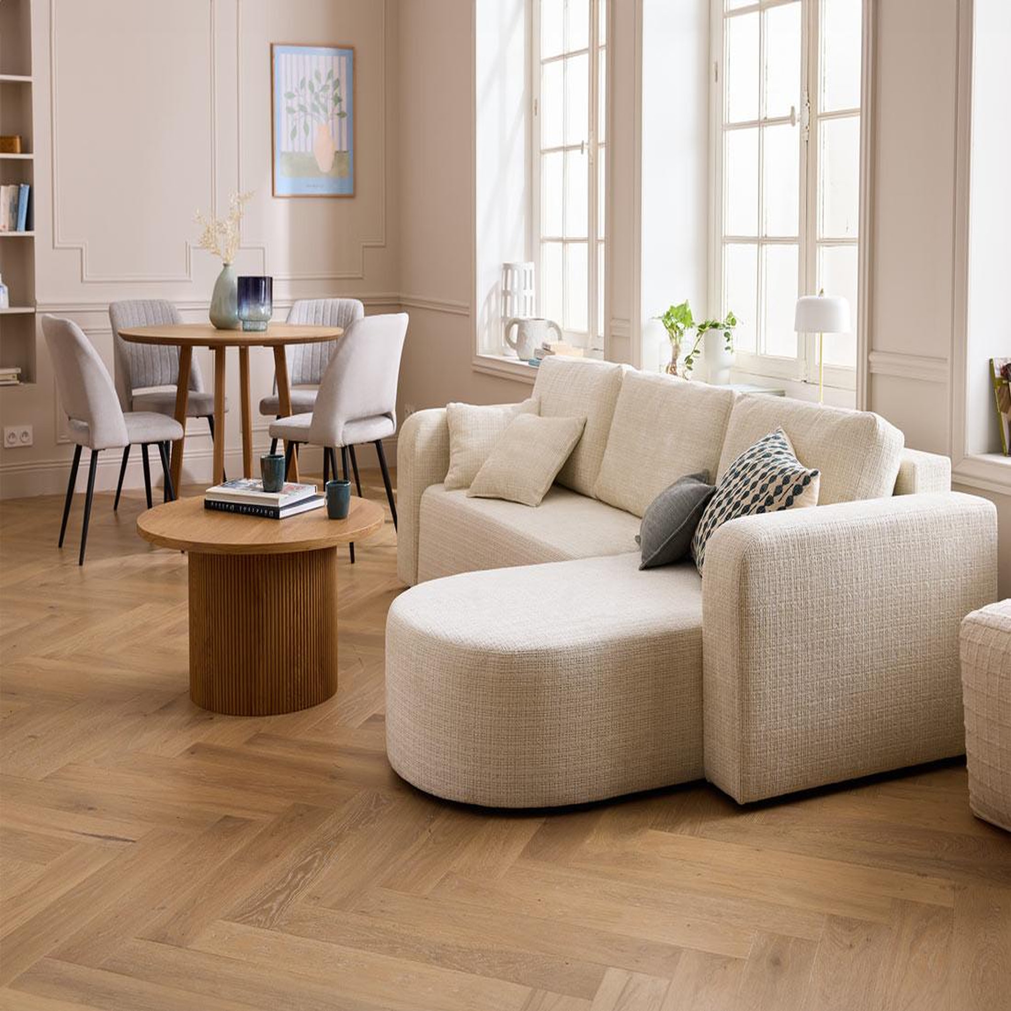 Voir la diapositive 4 : BEST MOBILIER Miro - canapé d'angle réversible - 4 places - convertible avec coffre - en velours texturé