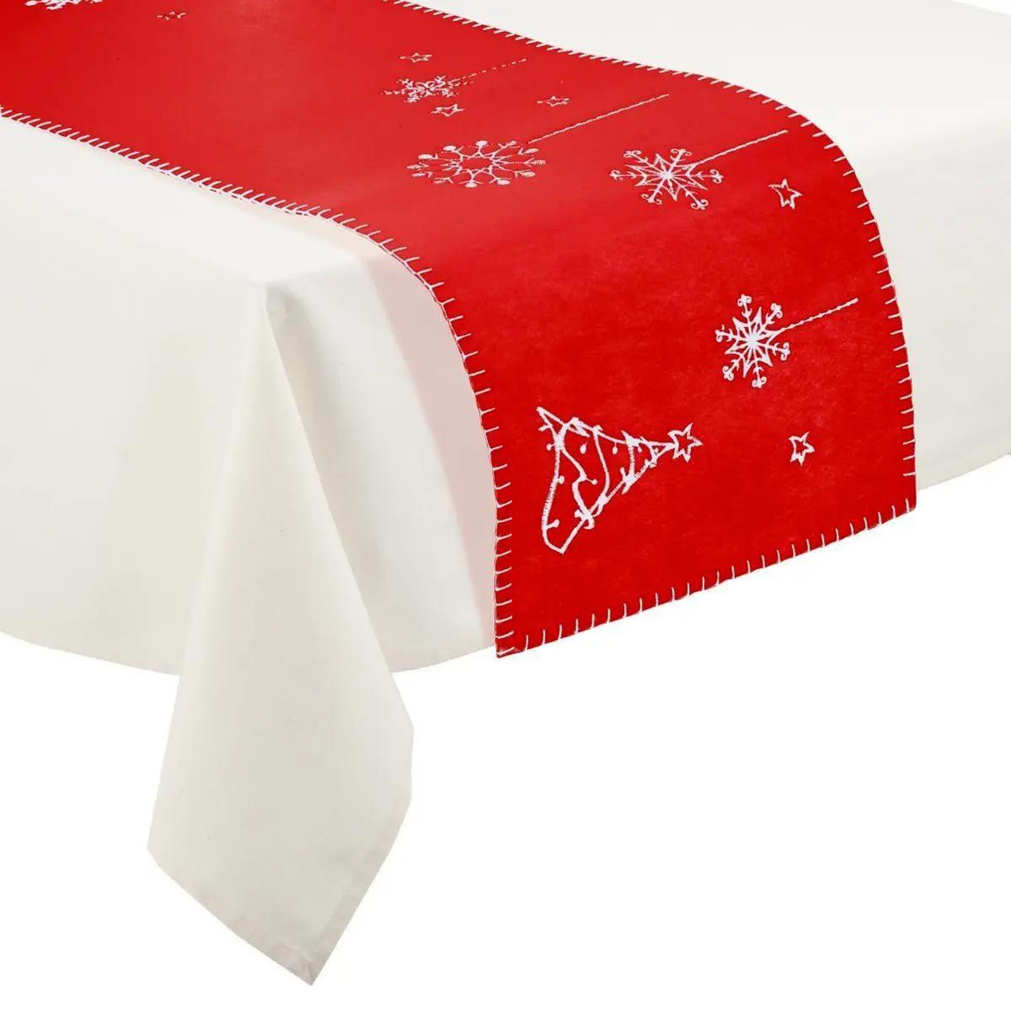 Voir la diapositive 2 : ATMOSPHERA Chemin de table noël  feutrine  30x120cm rouge