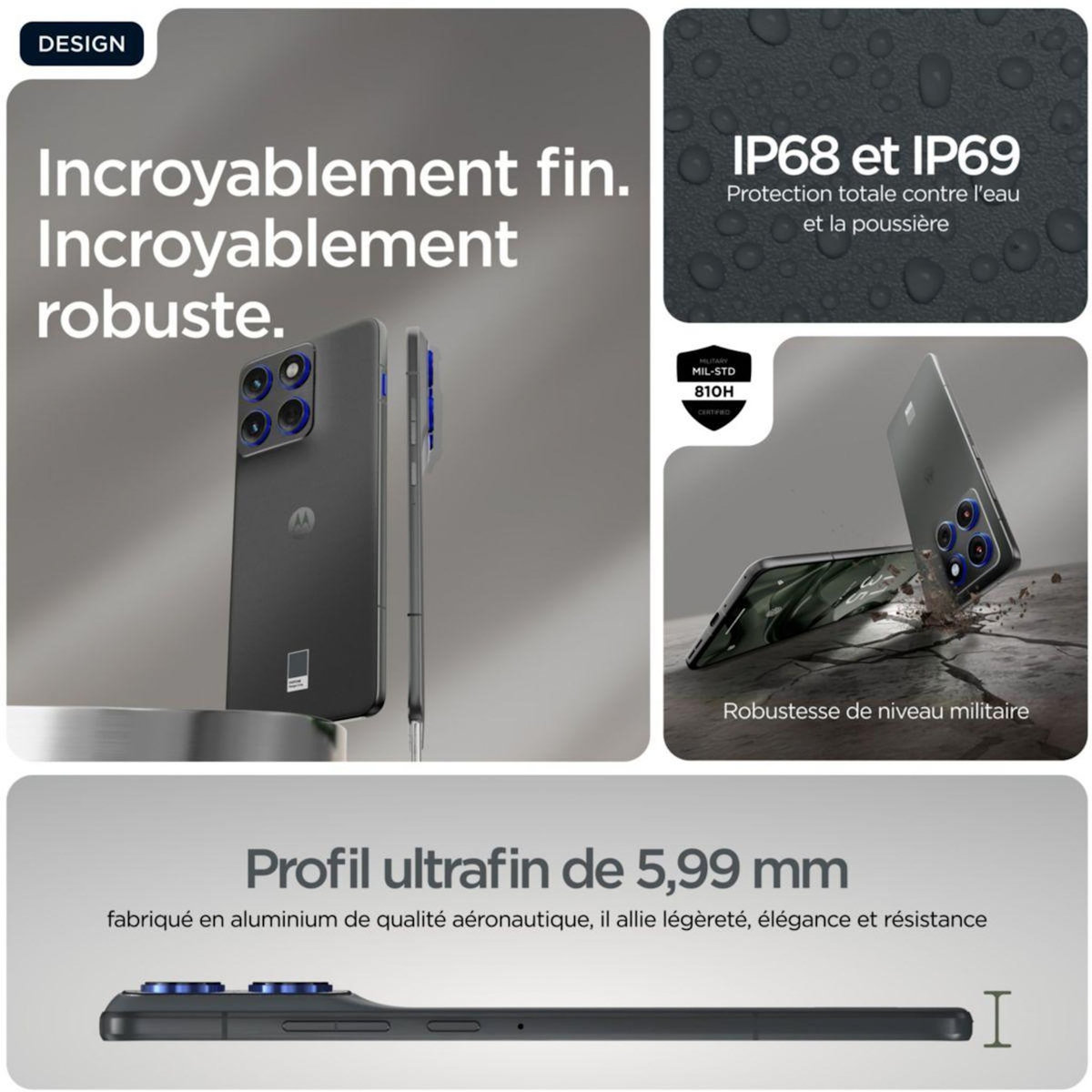 MOTOROLA Smartphone Pack Edge70 512Go Gris+Moto Sound Flow