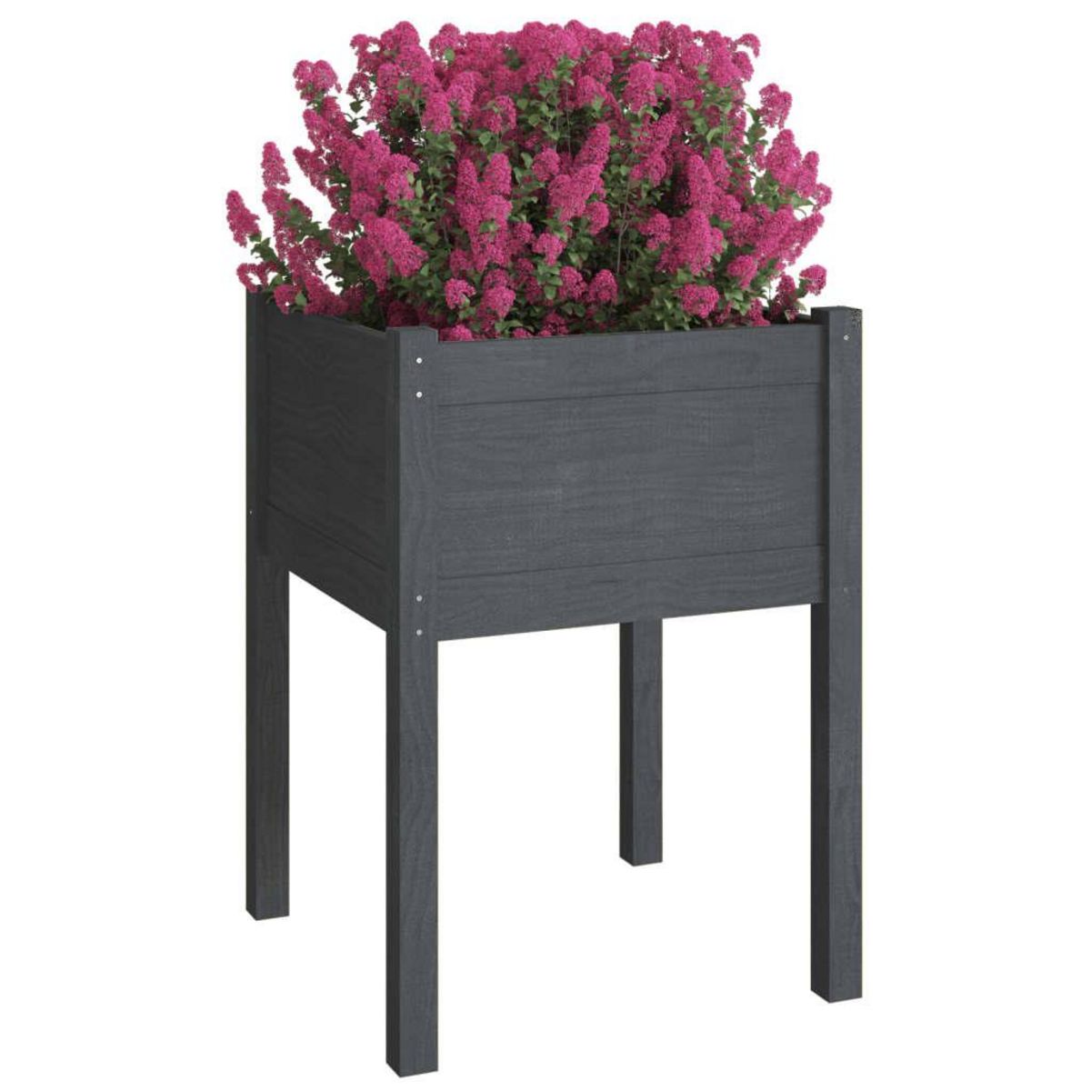 VIDAXL Jardiniere Gris 50x50x70 cm Bois de pin massif