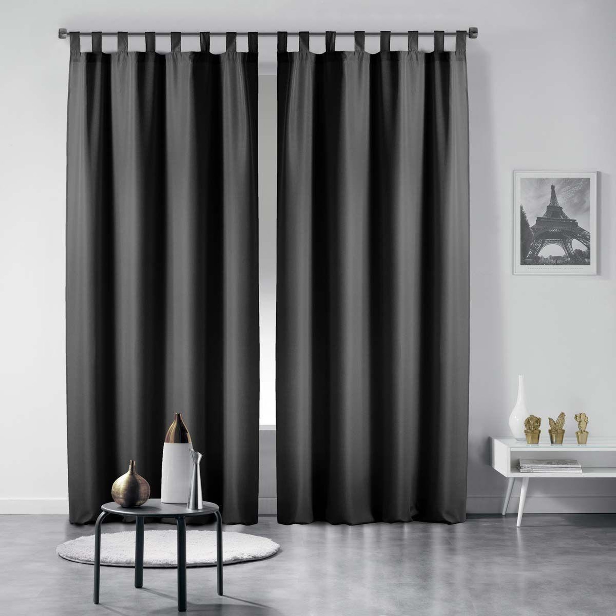 Voir la diapositive 4 : Douceur d'Intérieur Rideau à passants  essentiel  140x260cm noir
