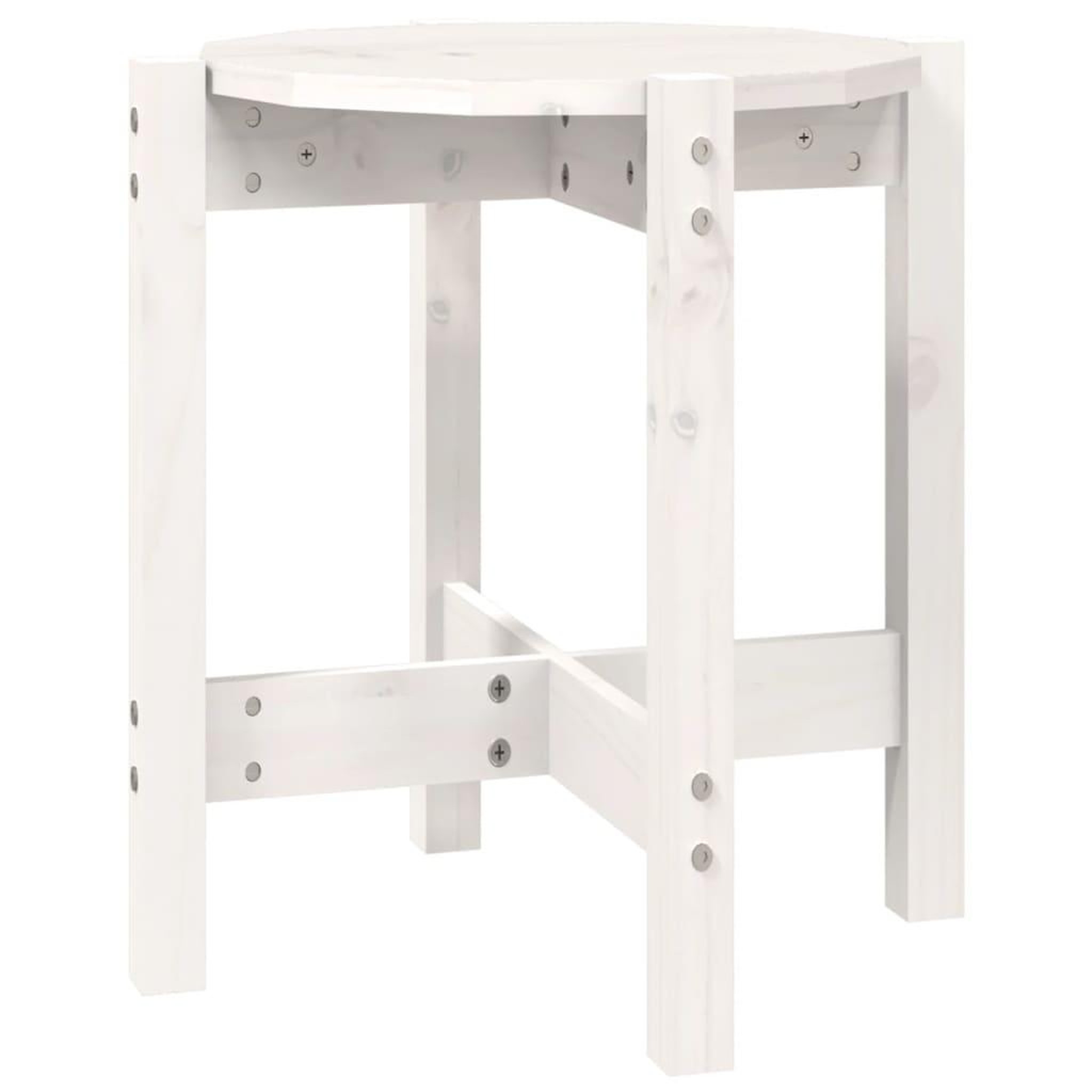 Voir la diapositive 2 : VIDAXL Table basse Blanc Ø 42,5x45 cm Bois massif de pin
