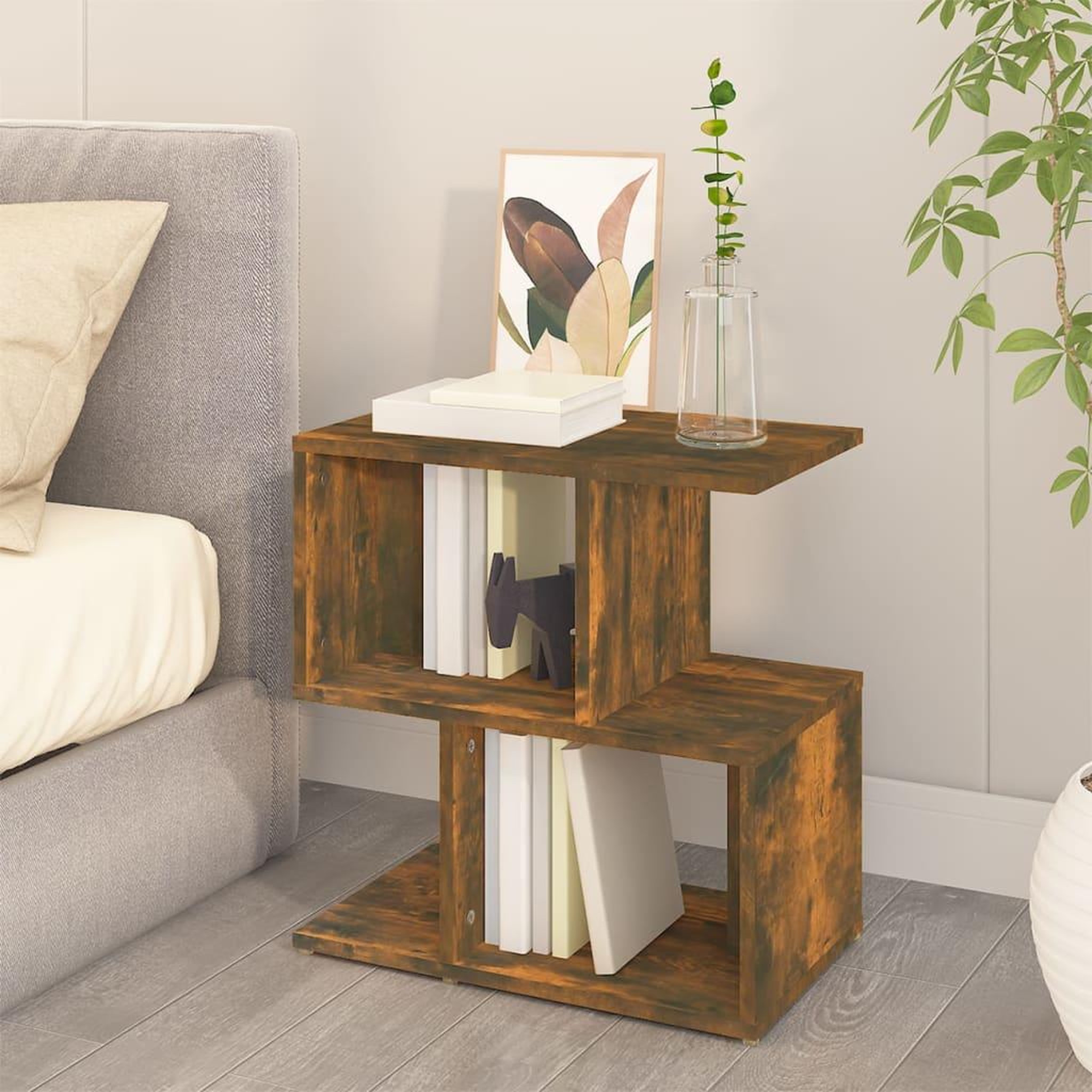 Voir la diapositive 3 : VIDAXL Table de chevet Chene fume 50x30x51,5 cm Bois d'ingenierie