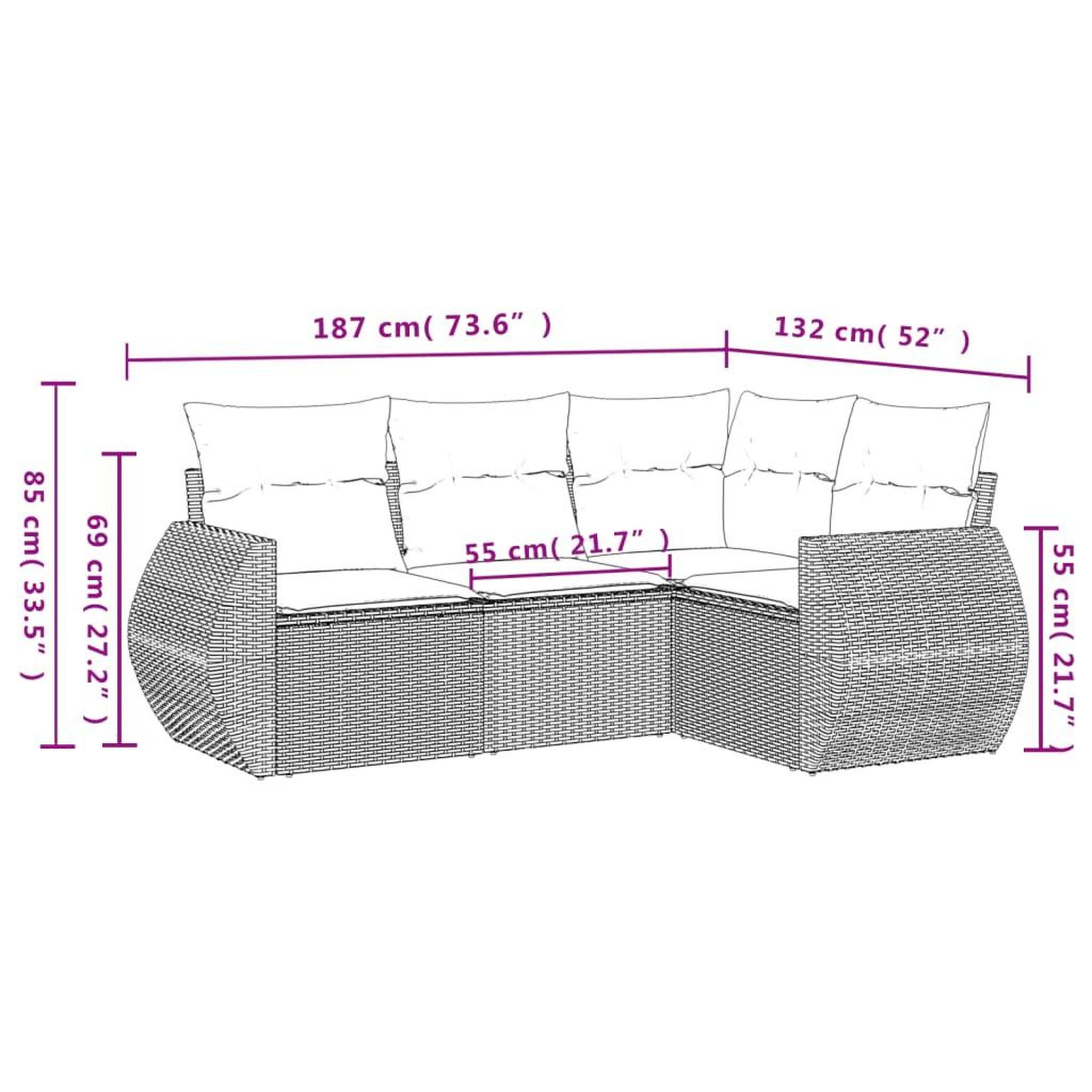 Voir la diapositive 4 : VIDAXL Salon de jardin 4 pcs avec coussins gris clair resine tressee