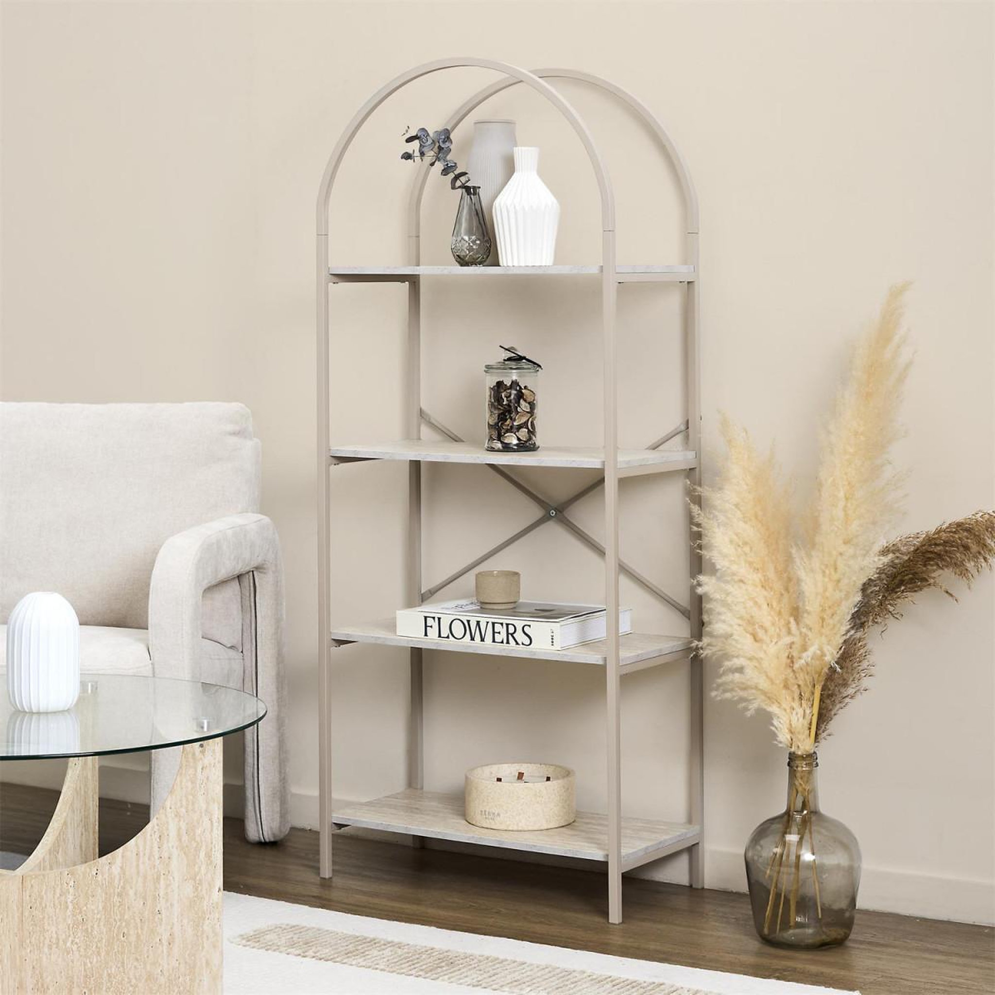 Voir la diapositive 5 : The Home Deco Factory Étagère arche 4 niveaux  terra nova  142cm beige