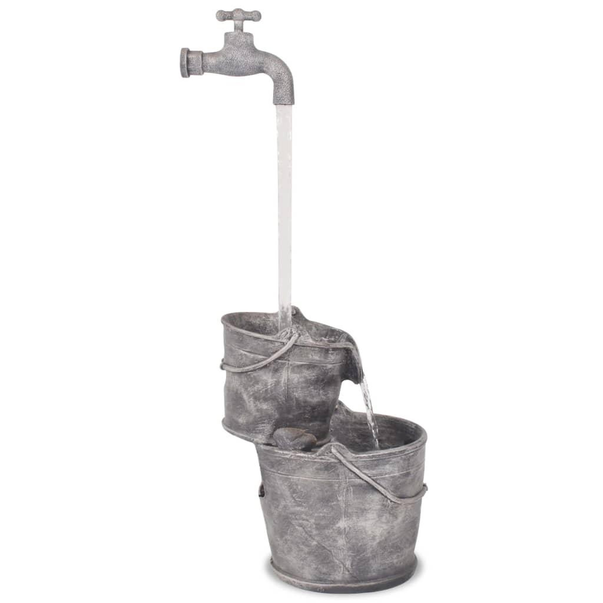 Voir la diapositive 2 : VIDAXL Fontaine avec robinet et seaux Polyresine