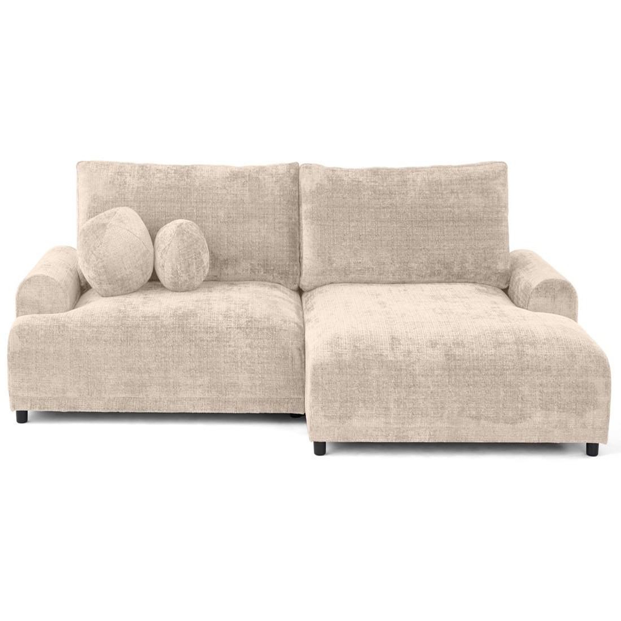 Voir la diapositive 1 : BEST MOBILIER Nelly - canapé d'angle droit 4 places convertible avec coffre en velours texturé