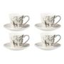 Voir la diapositive 1 : Paris Prix Lot de 4 Tasses à Thé & Sous-Tasses  Renne  22cl Gris