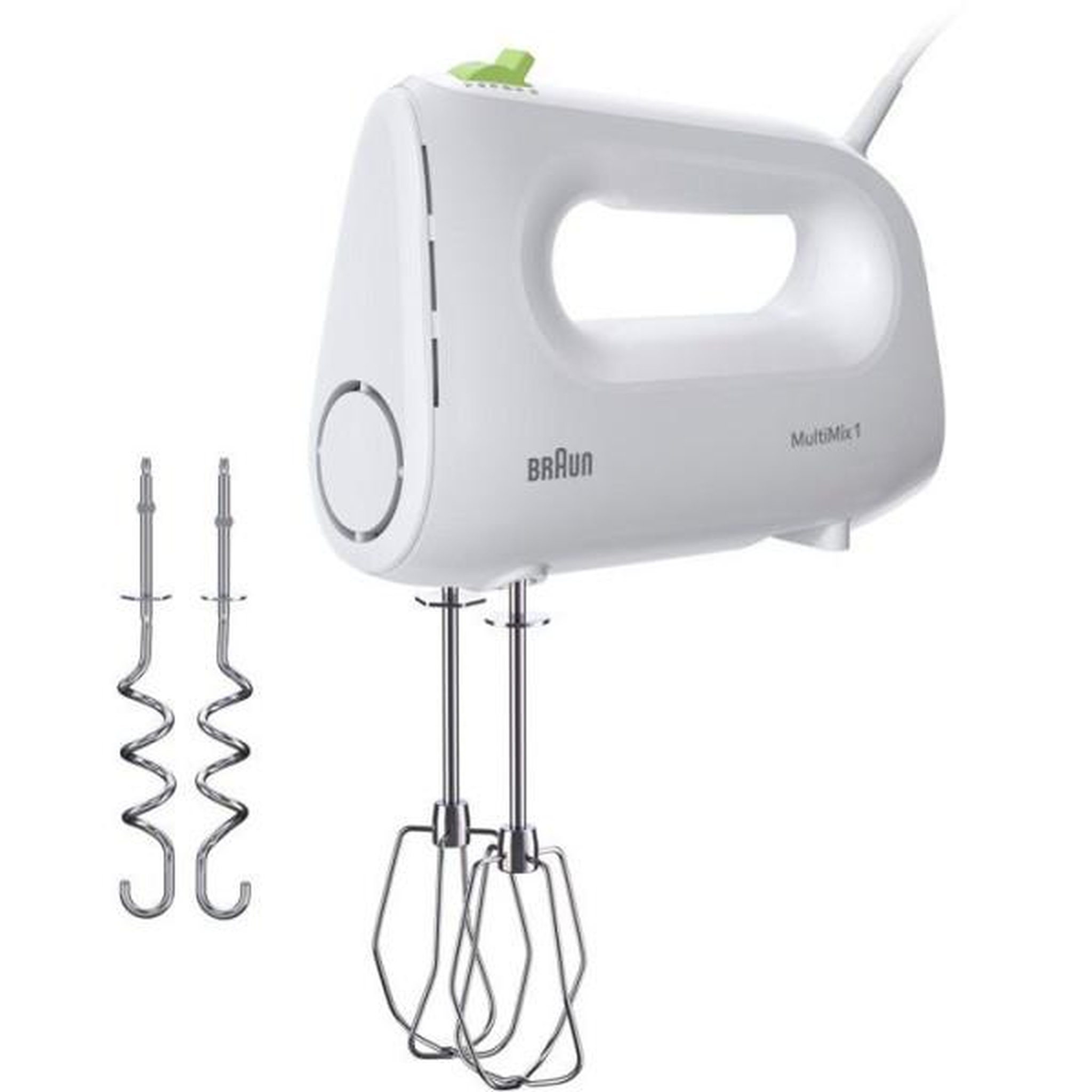 BRAUN Batteur Fouet Electrique  éléctrique - BRAUN - HM1100WH MultiMix 1 - 450 W - 4 vitesses + turbo - Blanc