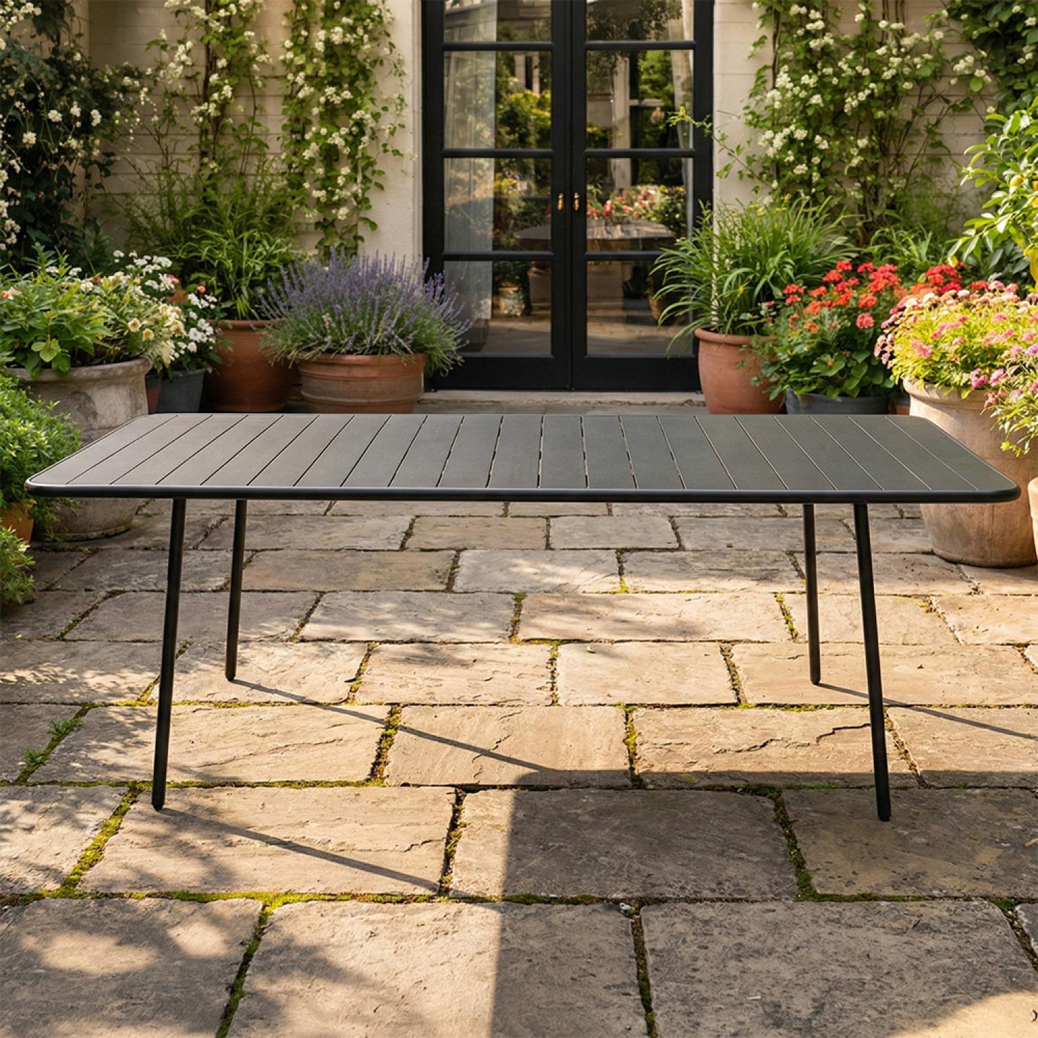 Voir la diapositive 2 : CONCEPT USINE Table de jardin 8-10 places 200cm gris foncé bergame