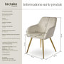 Voir la diapositive 6 : tectake Chaise rembourrée aspect velours crème/or Lot de 6