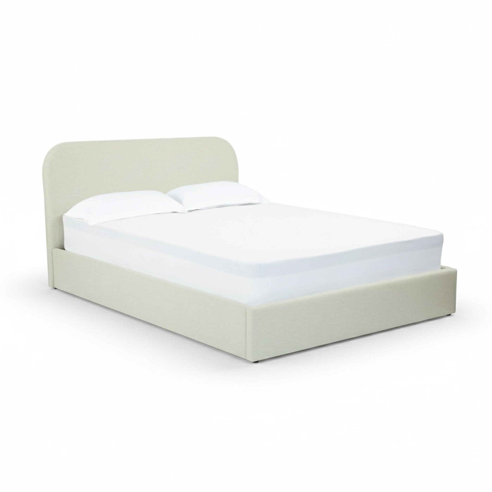 MAISON PAVANE Lit double avec coffre 160x200 cm en tissu gris/beige-tilly