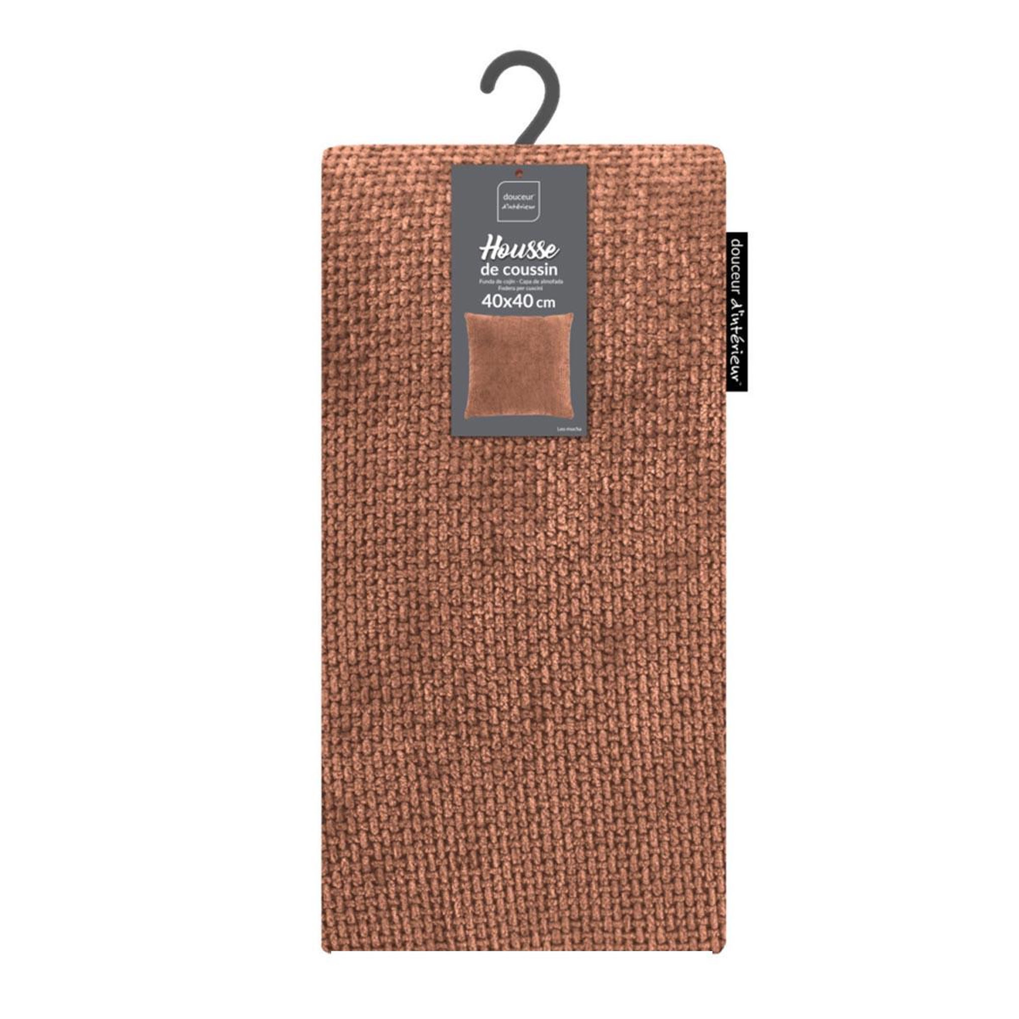 Voir la diapositive 3 : Douceur d'Intérieur Housse de coussin en velours chenille  leo  40x40cm mocha