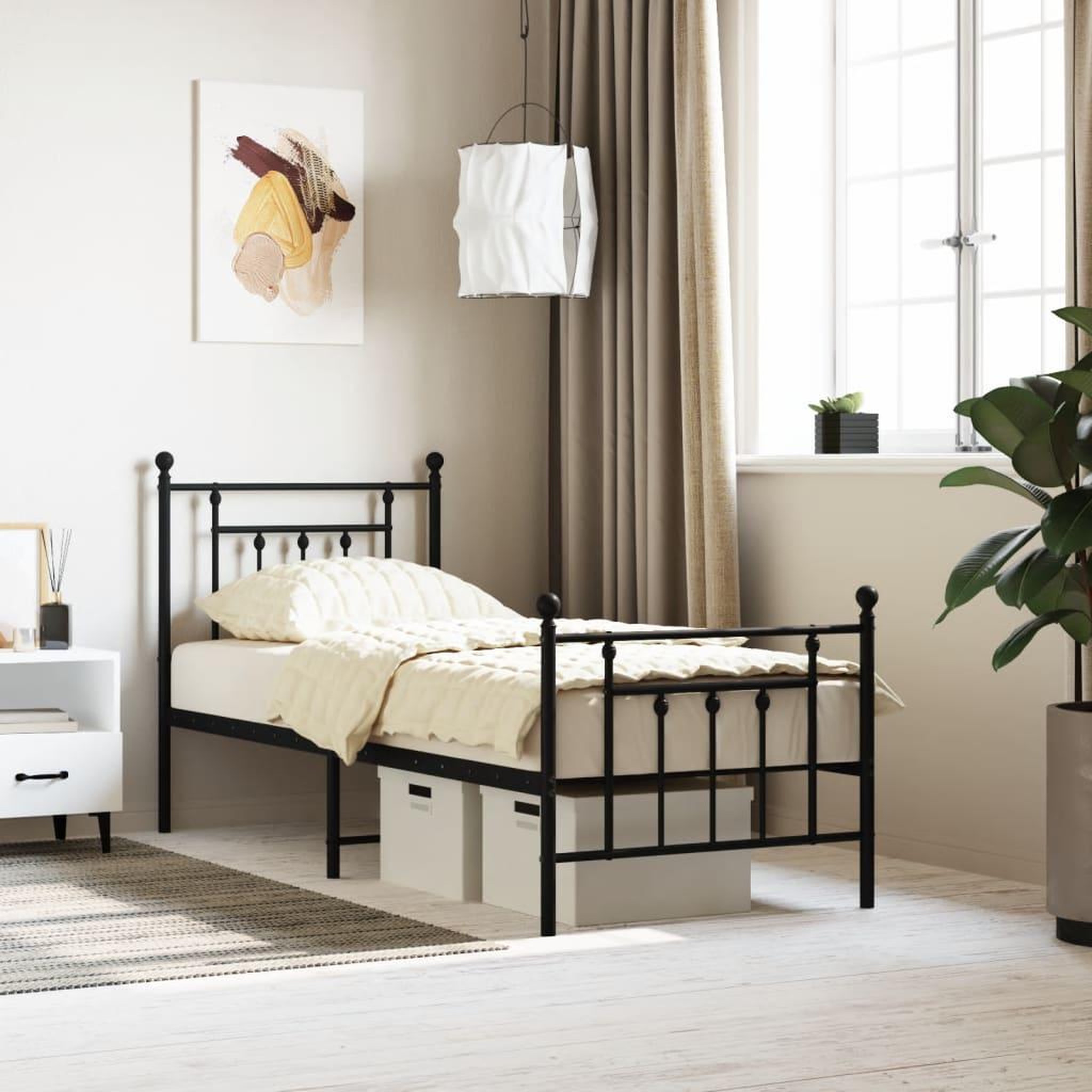VIDAXL Cadre de lit metal sans matelas avec pied de lit noir 75x190 cm