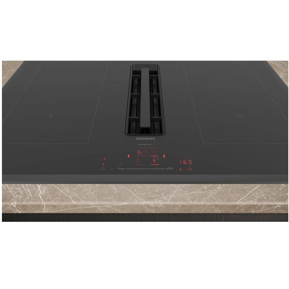 Siemens Table de cuisson aspirante induction 80cm 4 feux 7400w noir - EX851HJ26E