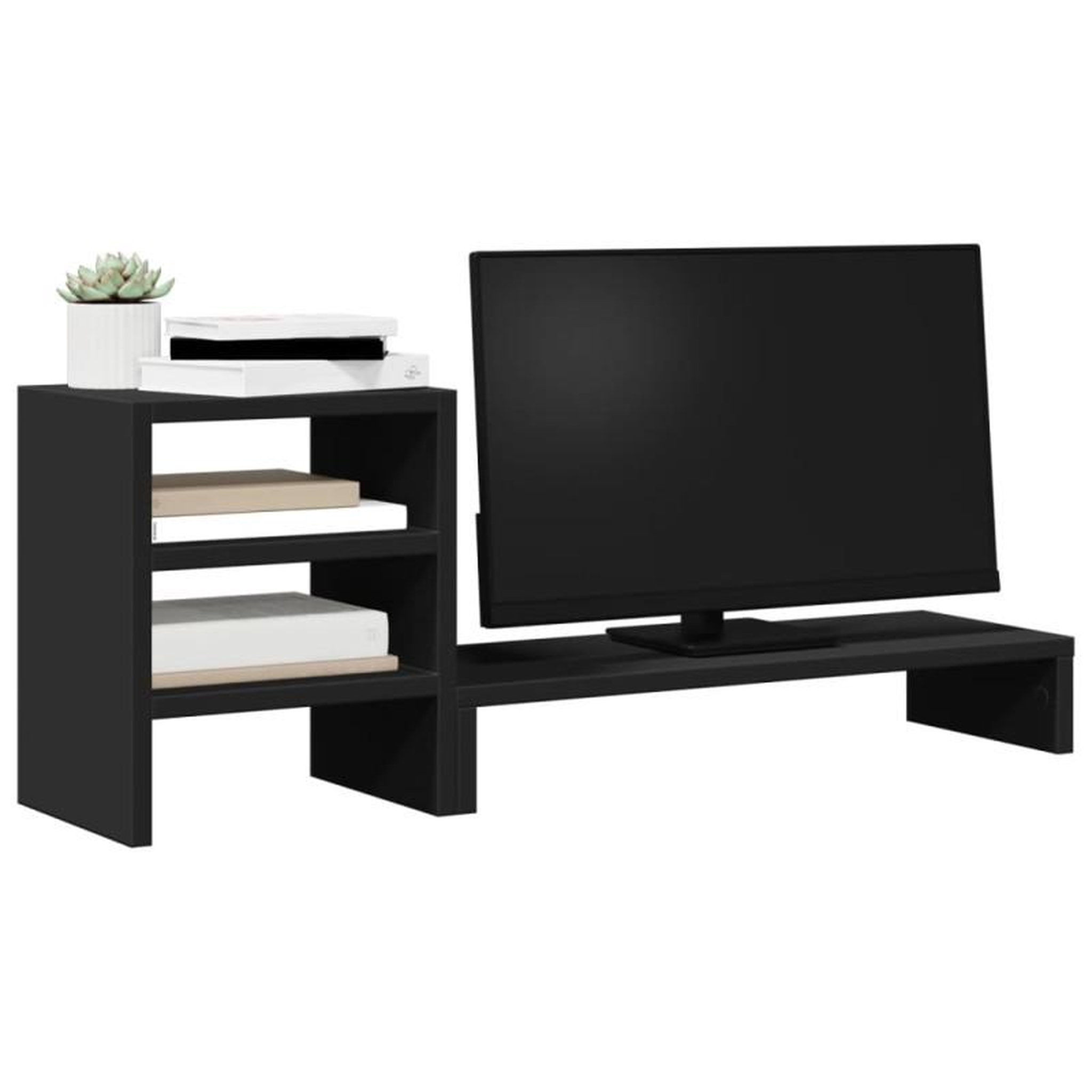 Voir la diapositive 3 : VIDAXL Support de moniteur et organisateur de bureau bois d ingénierie