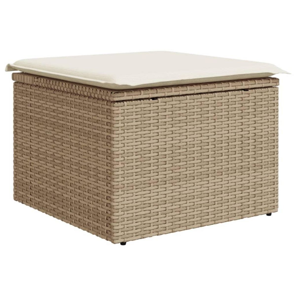 VIDAXL Tabouret de jardin avec coussin beige 55x55x37cm resine tressee