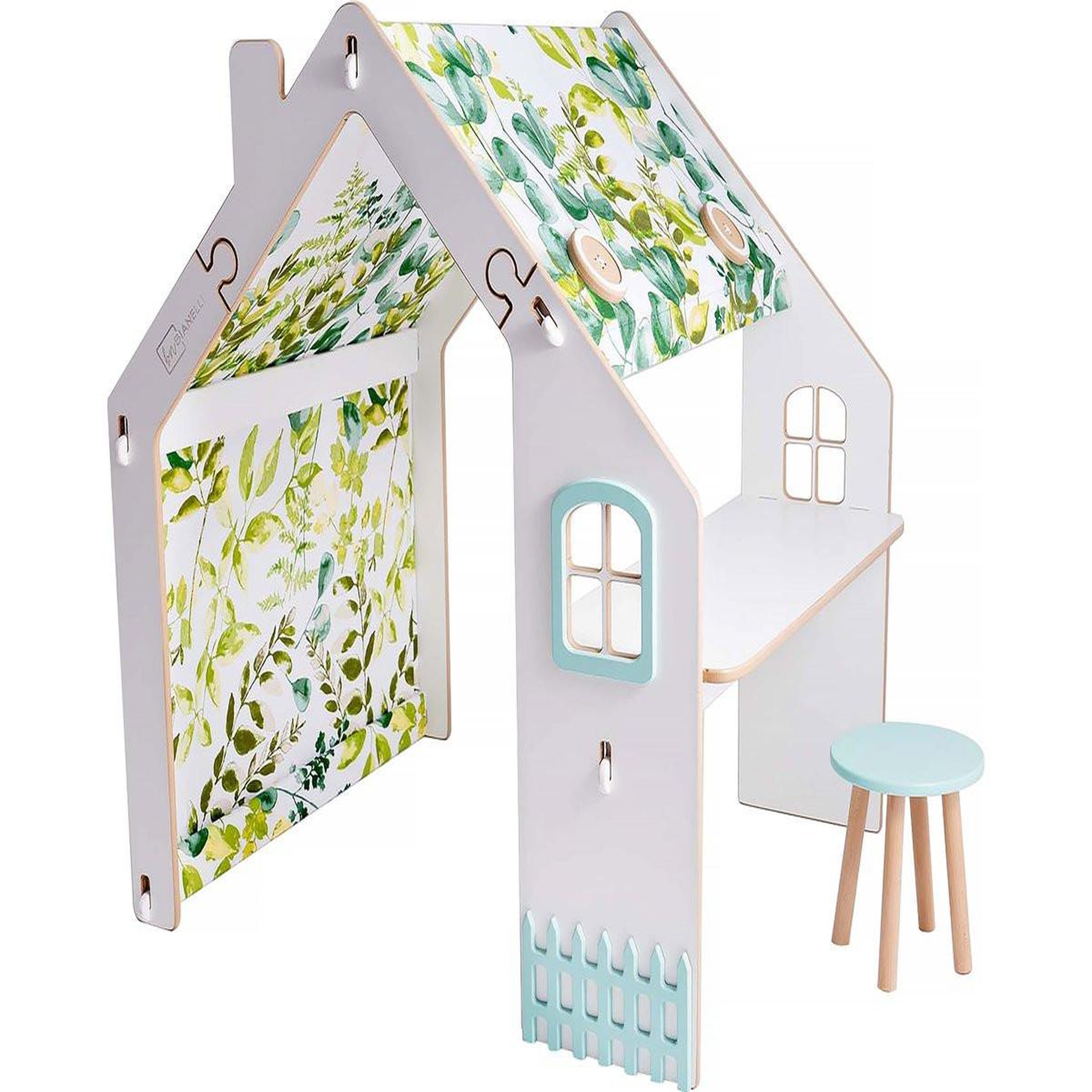 Habitat et Jardin Maisonnette pour enfant en bois  bianelli  avec bureau - 114 x 93 x 120 cm - blanc / menthe