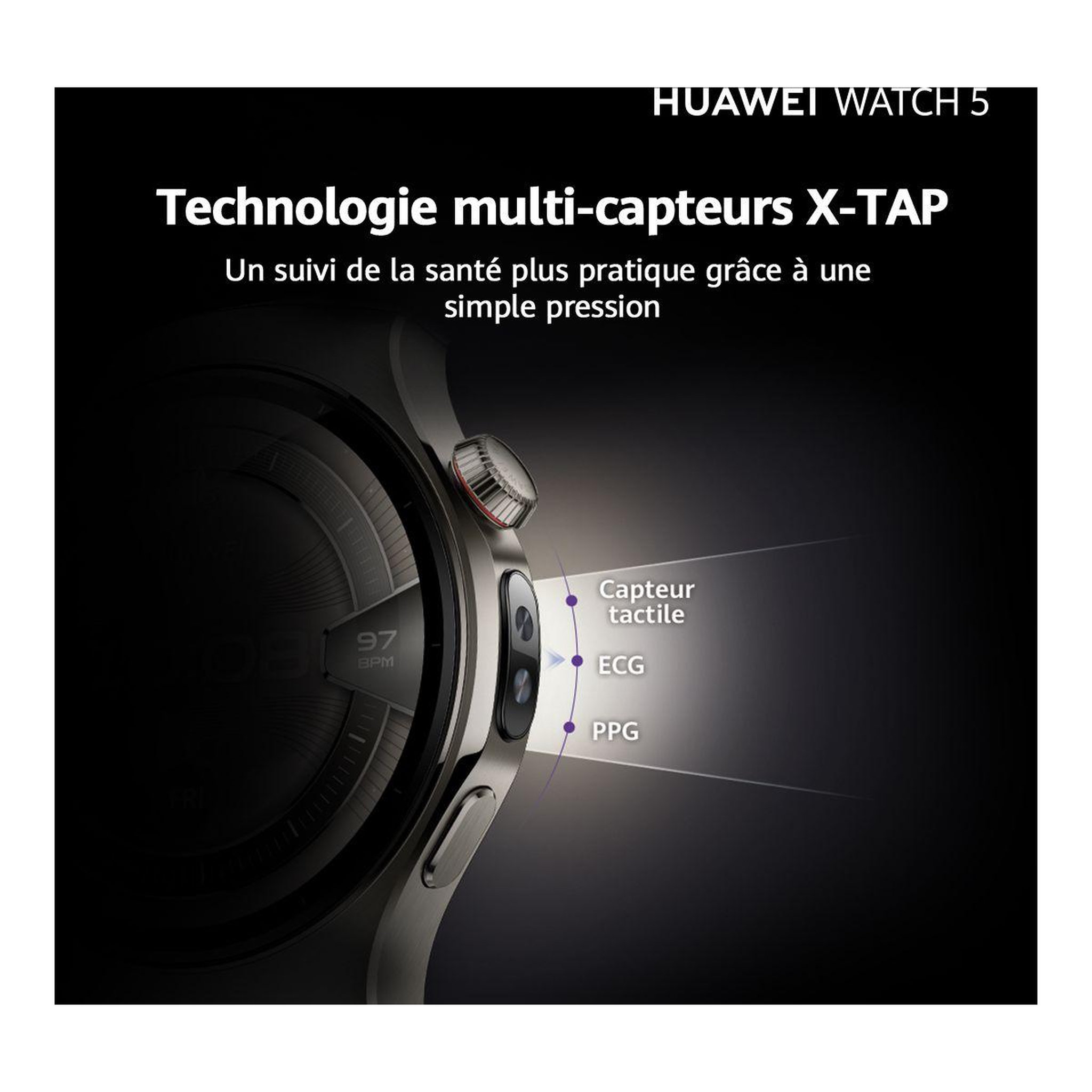 Voir la diapositive 4 : HUAWEI Montre connectée Watch 5 46mm Titane