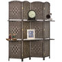 Voir la diapositive 1 : HOMCOM Paravent séparateur de pièce 4 panneaux pliables dim. 160L x 170H cm - 2 étagères - bois fibre papier brun