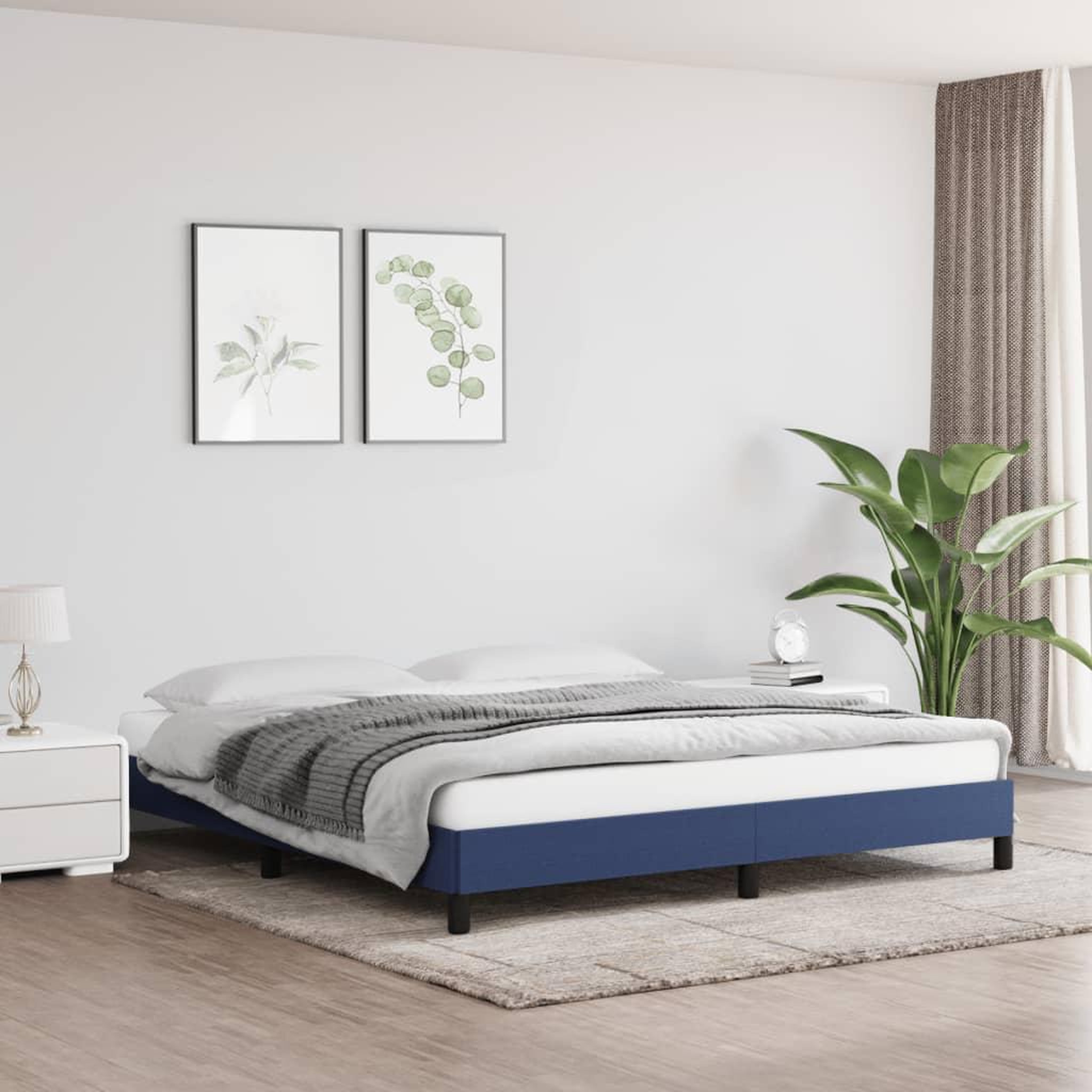 VIDAXL Cadre de lit sans matelas bleu 180x200 cm tissu
