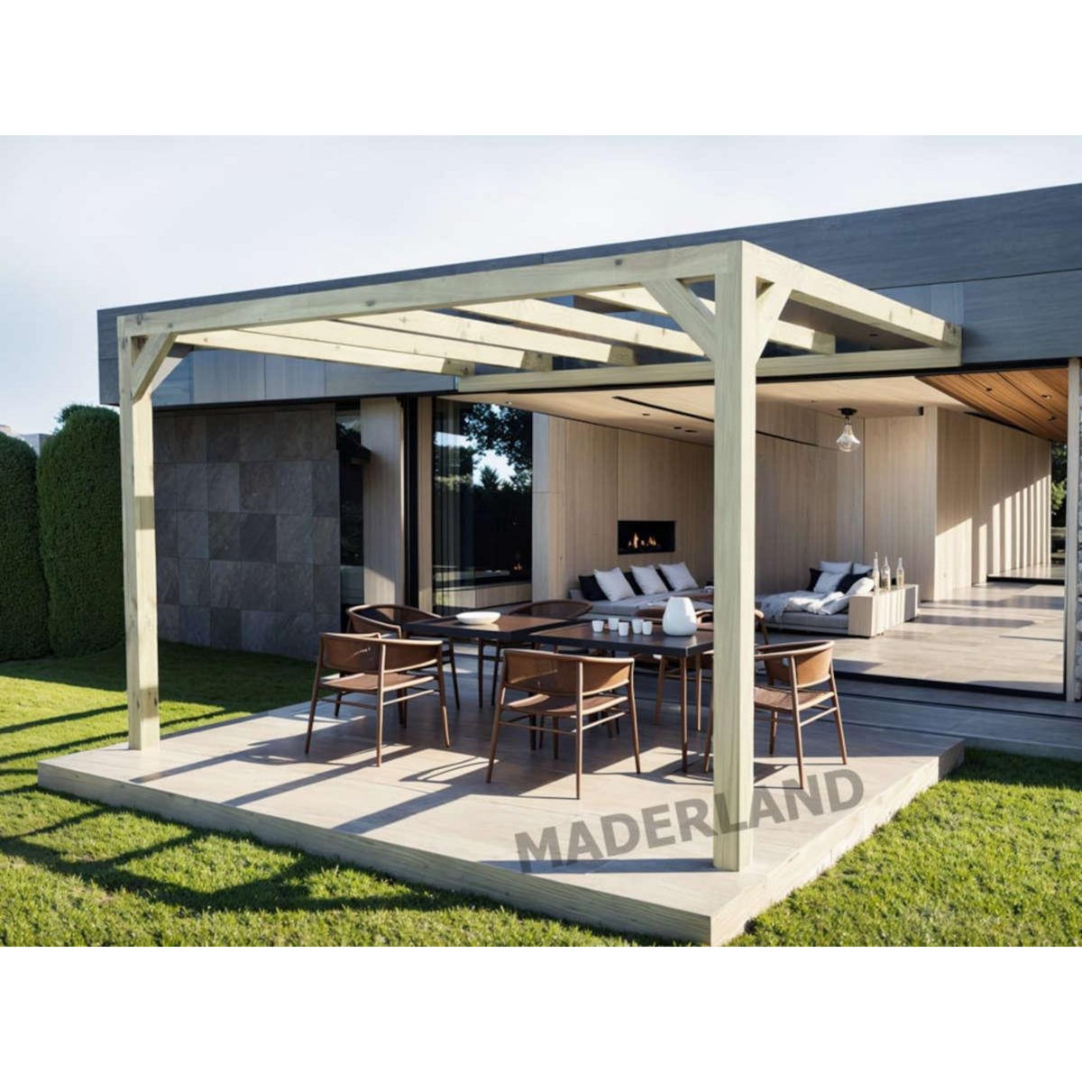 JARDIDECO Pergola adossée en lamellé-collée Calais 600 x 400 cm - Mardeland