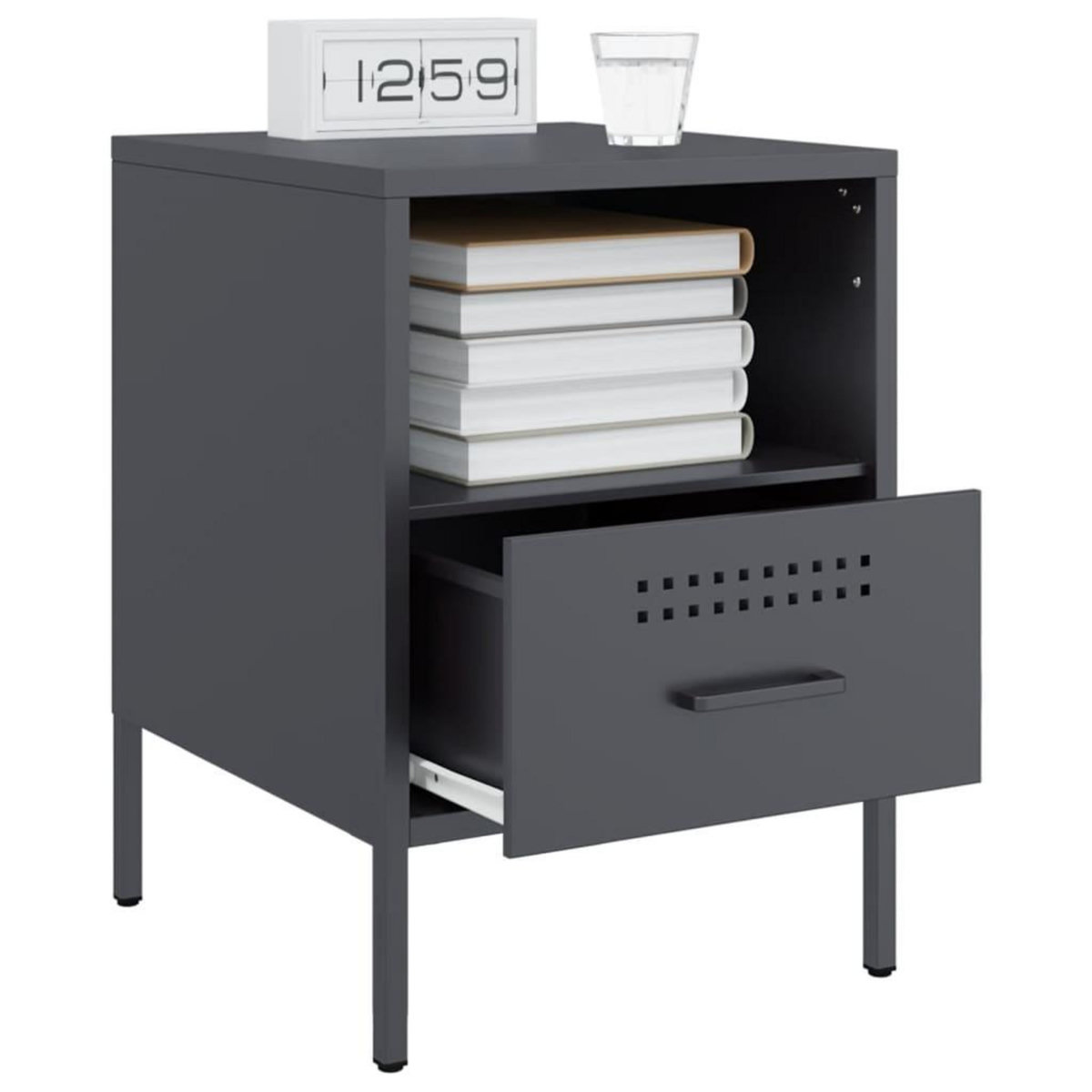 VIDAXL Table de chevet anthracite 36x39x50,5 cm acier