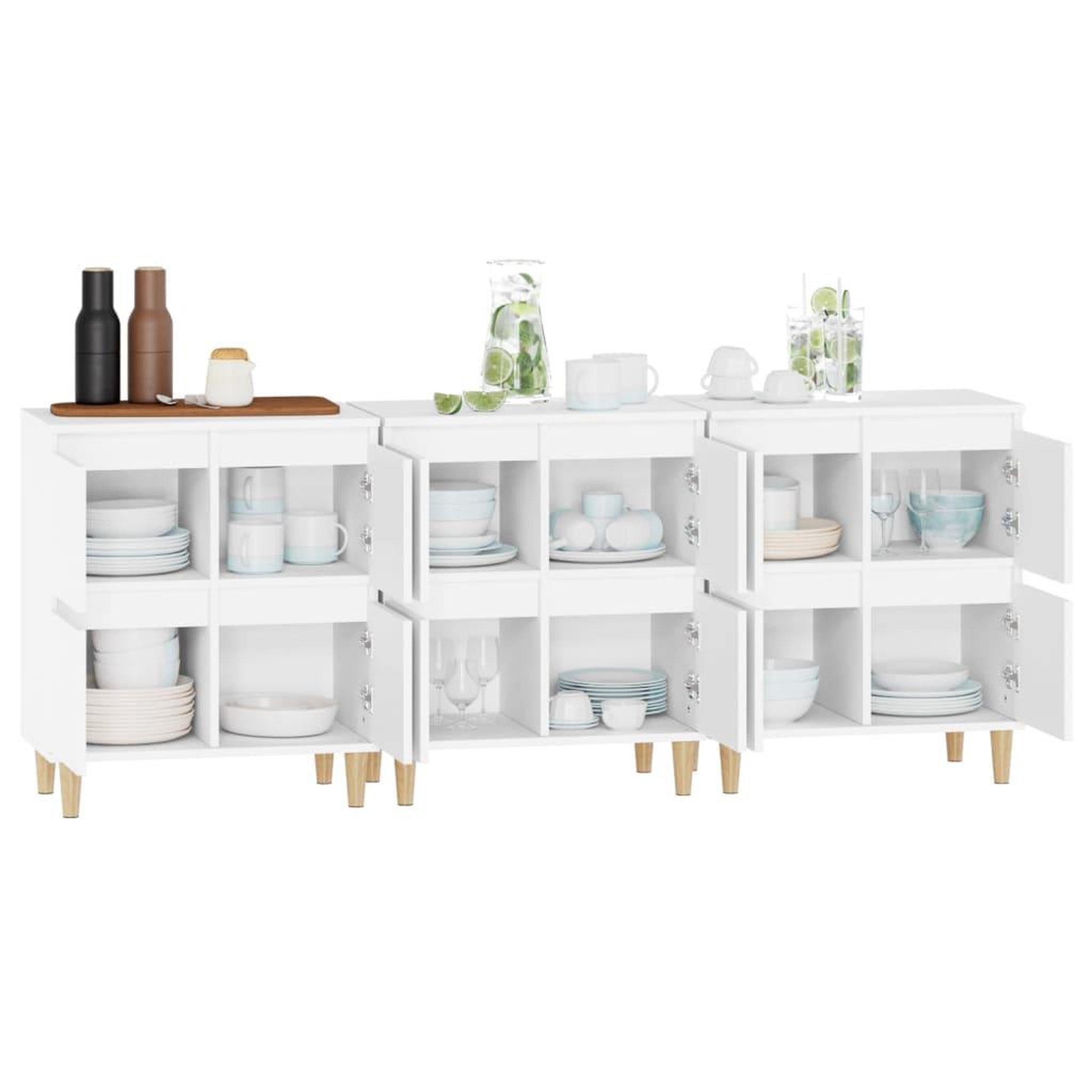 Voir la diapositive 5 : VIDAXL Buffets 3 pcs blanc 60x35x70 cm bois d'ingenierie