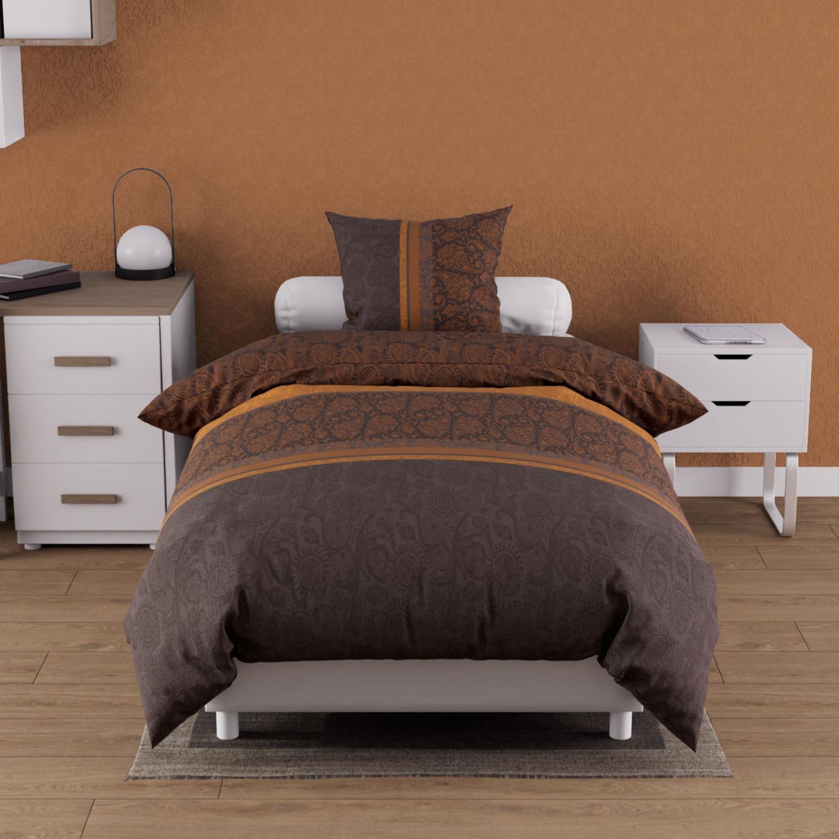 SOLEIL D'OCRE Parure housse de couette coton 57 fils CACHEMIRE, par Soleil d'Ocre