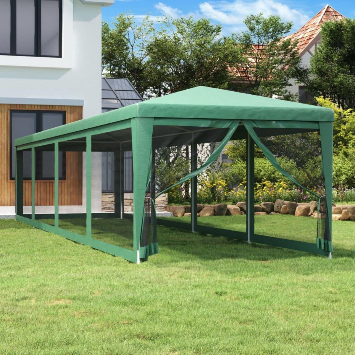 VIDAXL Tente de fete et 10 parois laterales en maille Vert 3x12 m PEHD