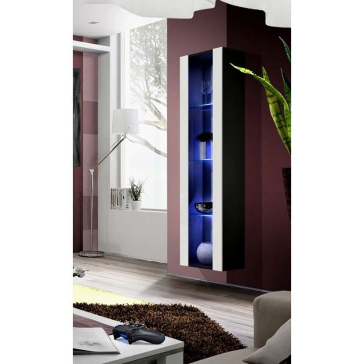 Paris Prix Vitrine LED Murale Design  Fly II  170cm Blanc & Noir
