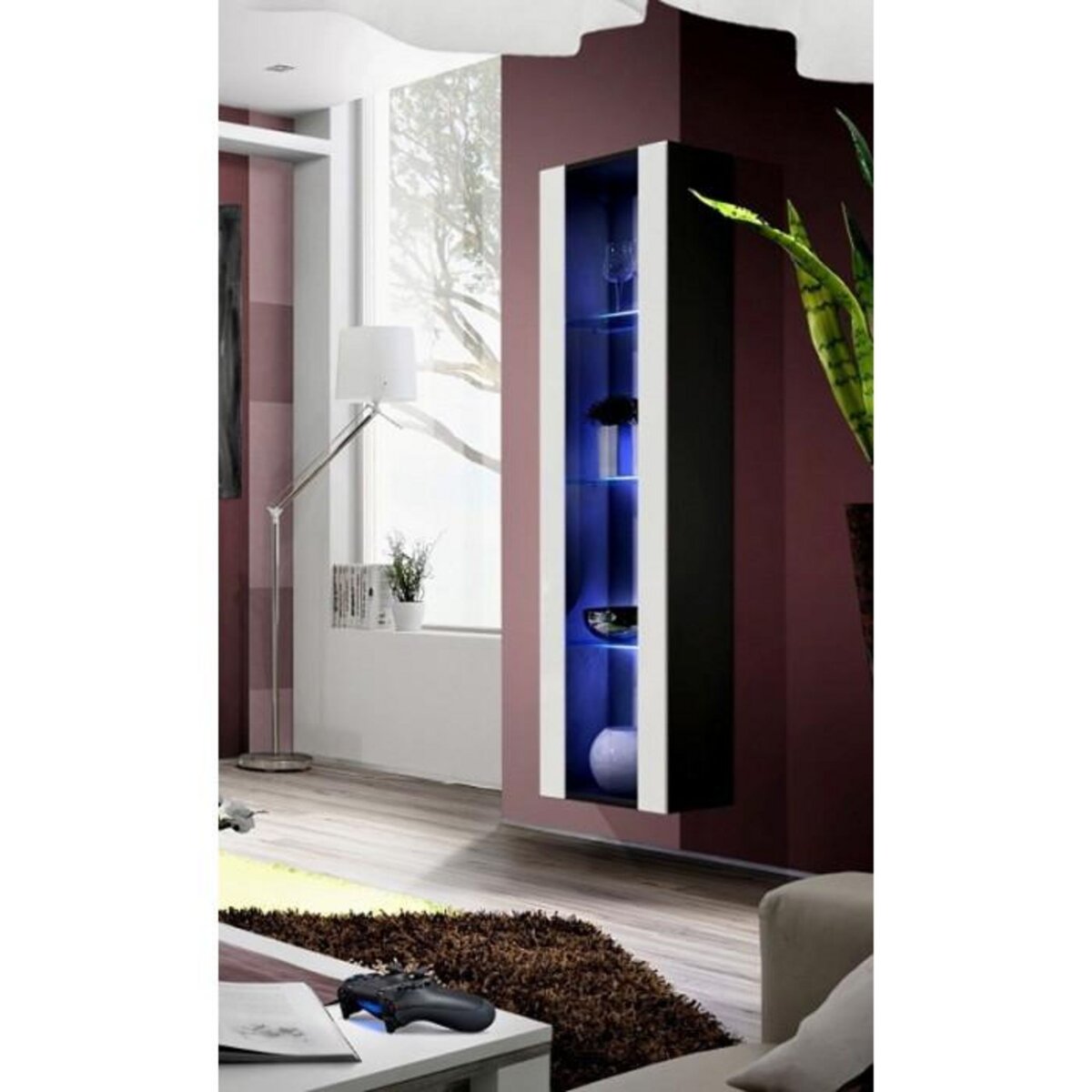 Paris Prix Vitrine LED Murale Design  Fly II  170cm Blanc & Noir
