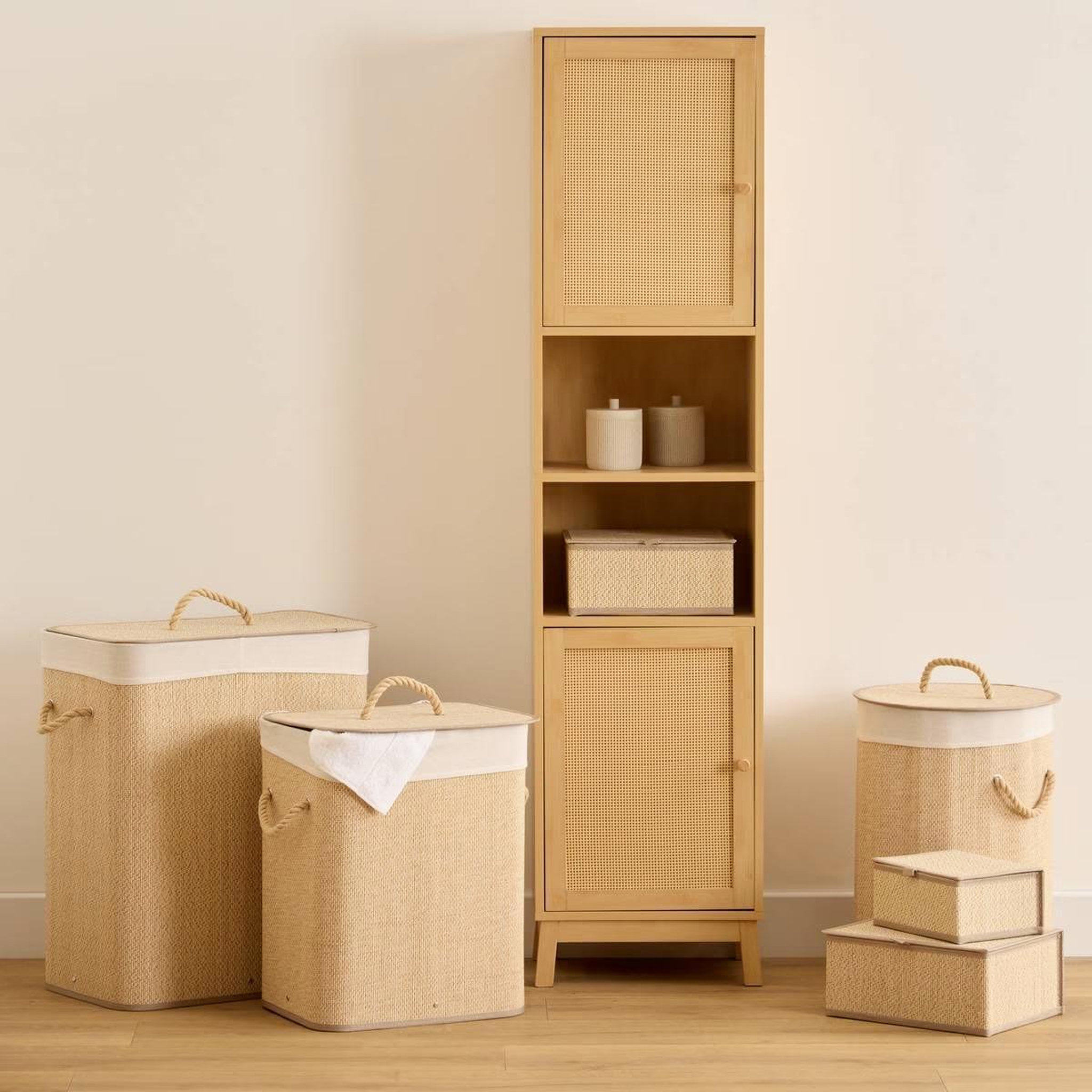 Voir la diapositive 3 : FIVE Panier à linge en bambou  stemy  60l beige