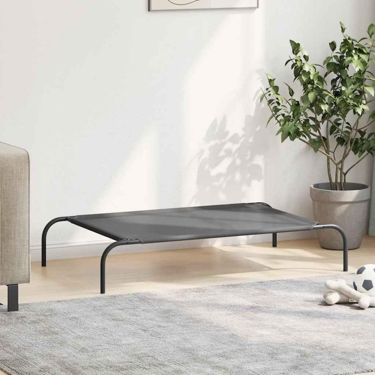 VIDAXL Lit sureleve pour chien gris 110x65x20 cm textilene et acier