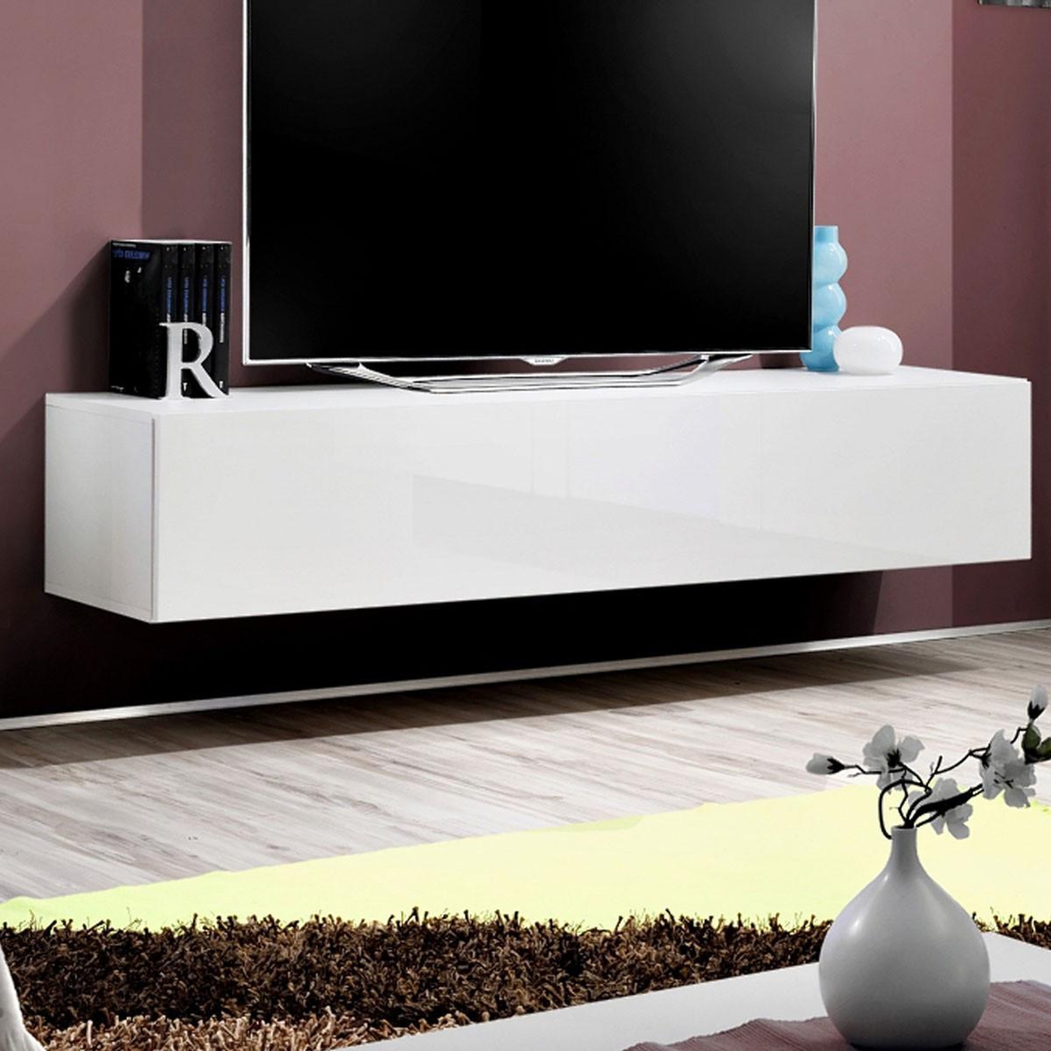 Voir la diapositive 3 : Paris Prix Meuble tv mural design  fly a2  160cm blanc