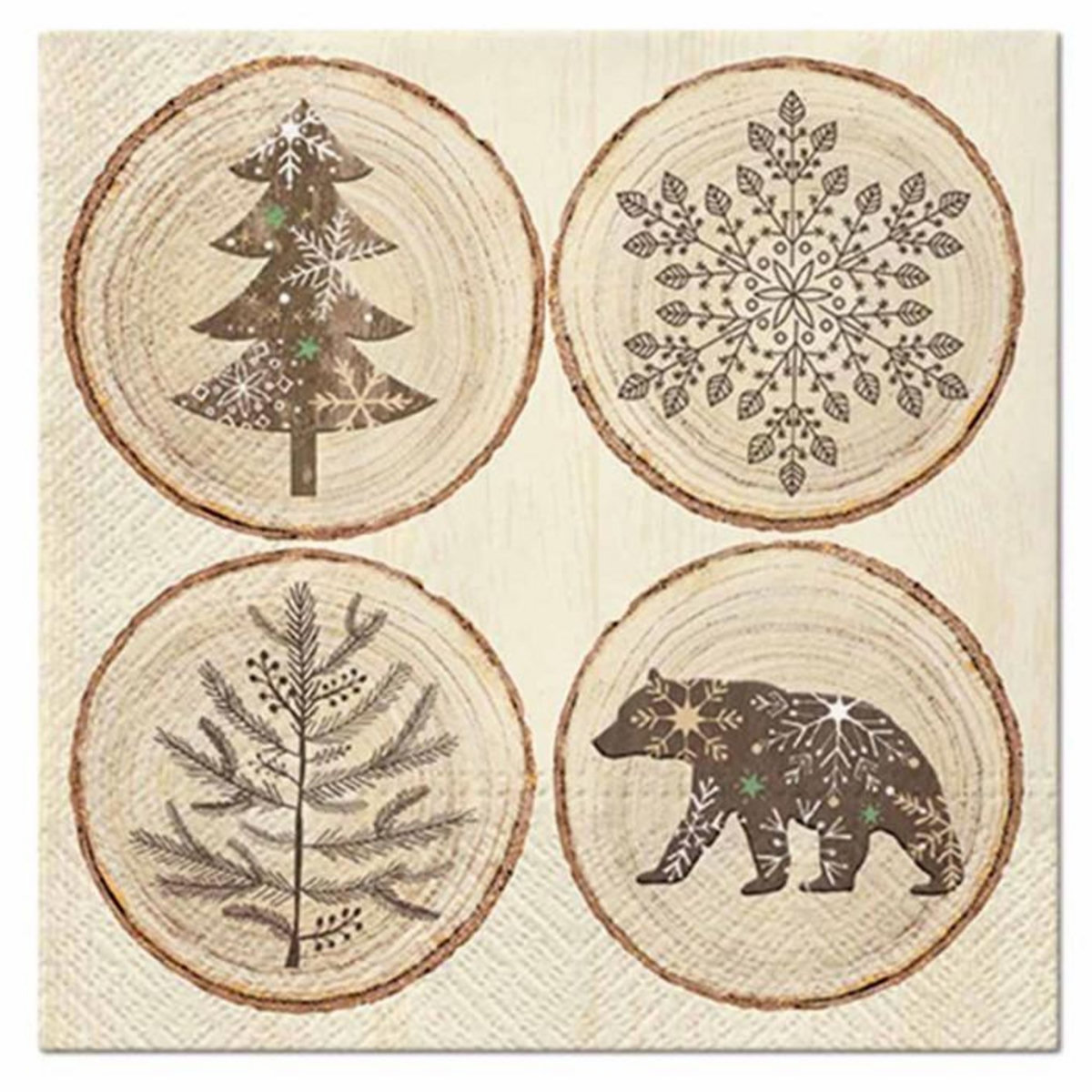 Paris Prix Lot de 20 Serviettes en Papier  Rondelles de Bois  33x33cm Naturel