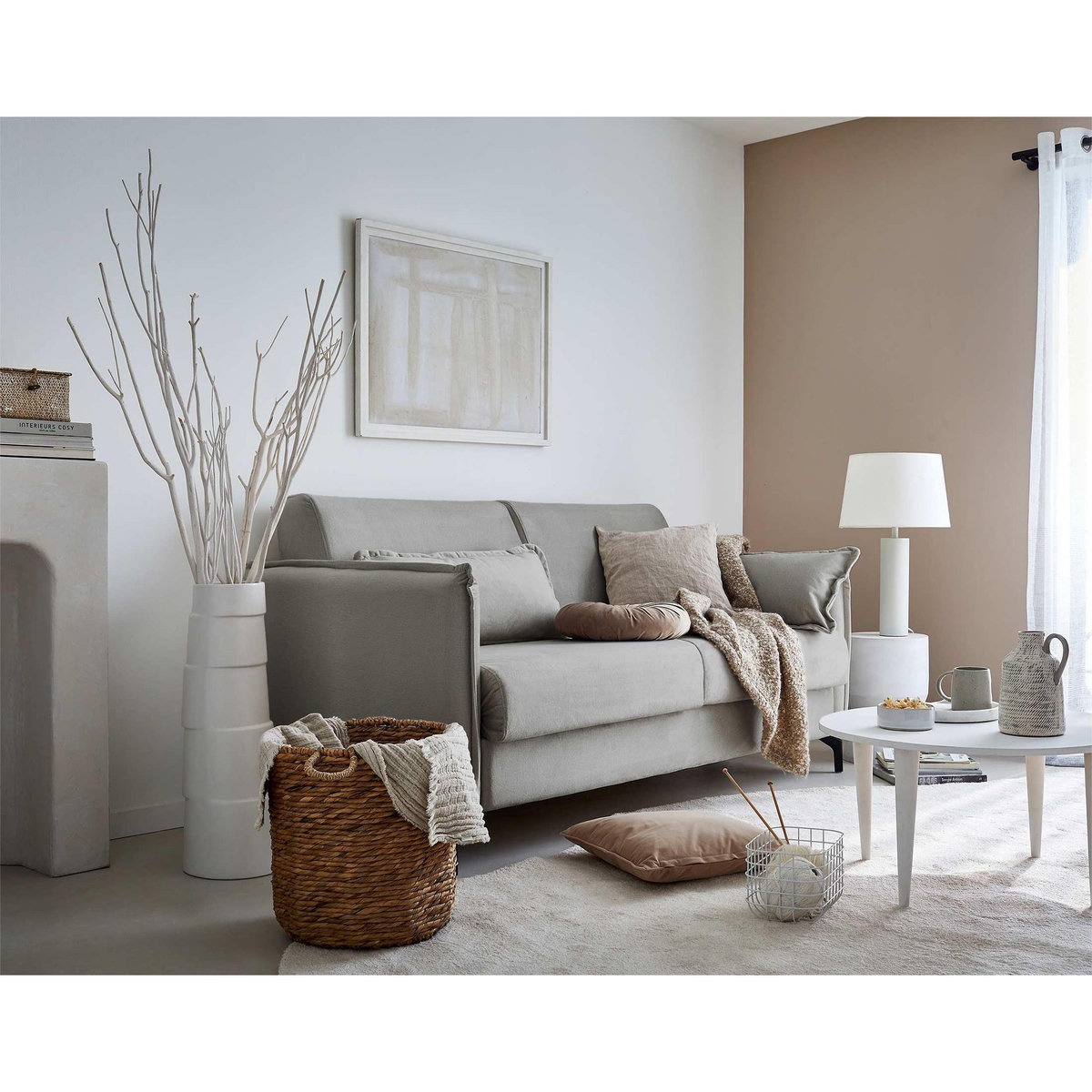 LISA DESIGN Agate - canapé 3 places convertible - couchage quotidien - matelas 14 cm - en velours