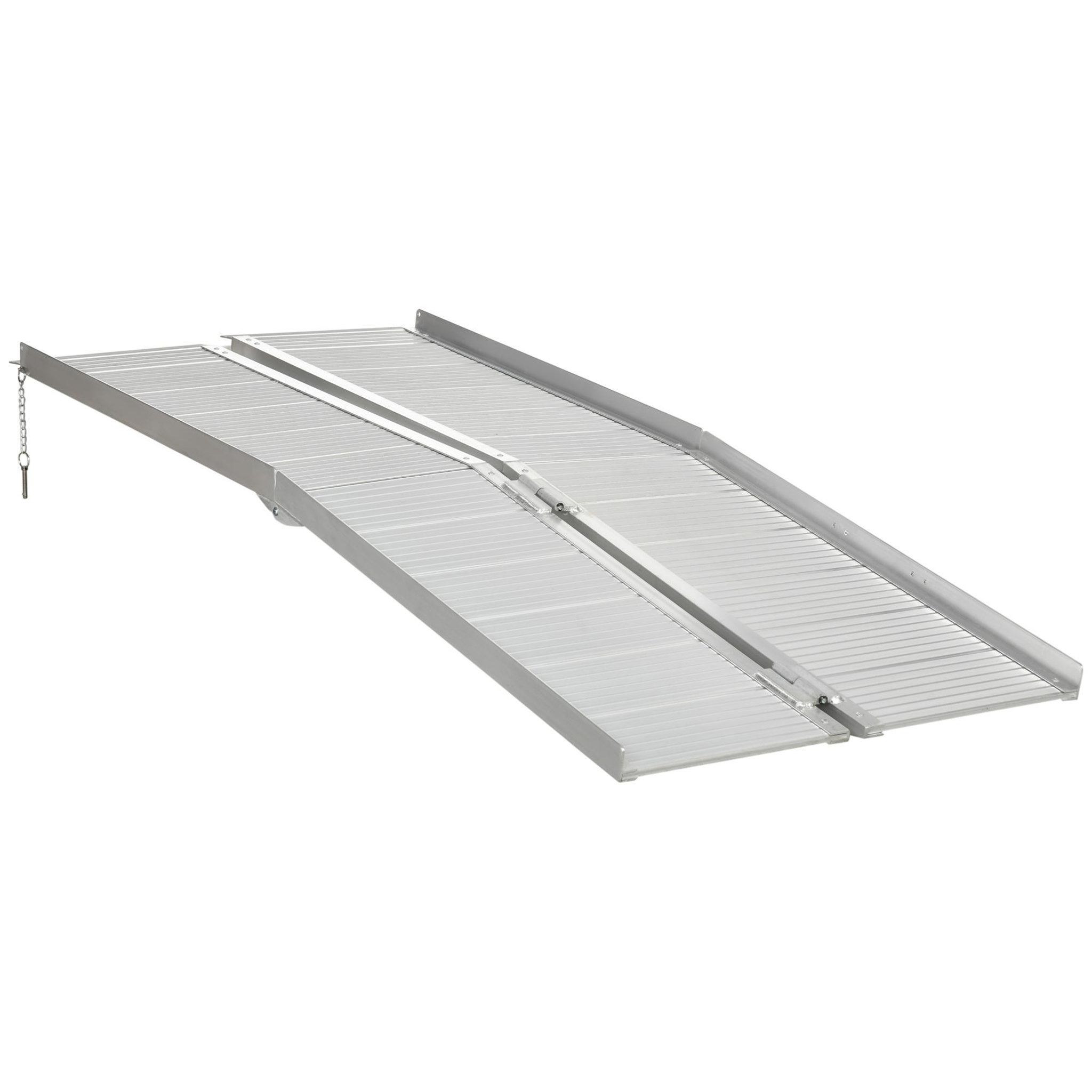 Voir la diapositive 1 : HOMCOM Rampe de fauteuil roulant rampe de chargement antidérapante pliable avec bordures de sécurité max. 270 kg alu