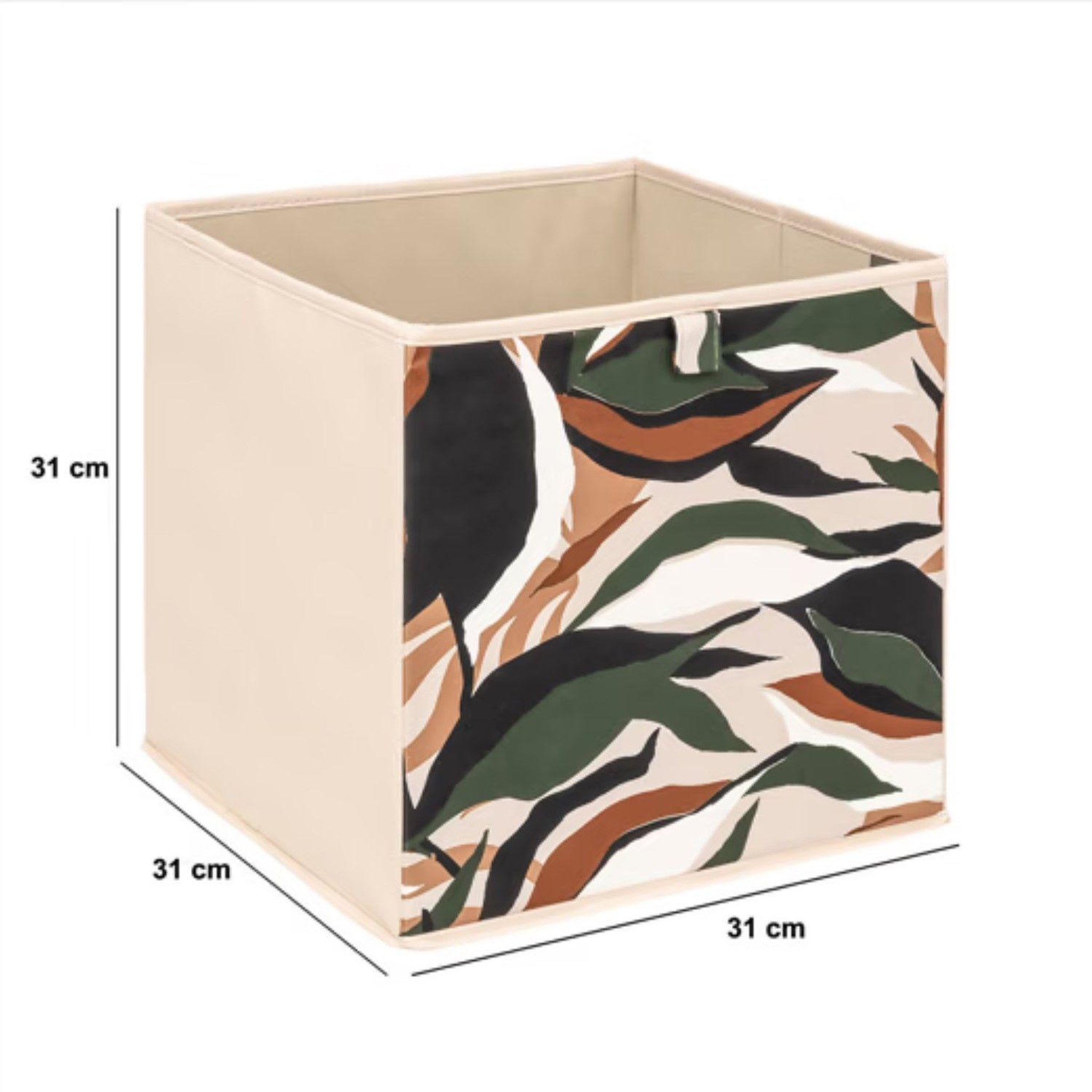 Voir la diapositive 4 : TOILINUX Lot de 2 boites de rangement lauria - l. 31 x l.31 x h. 31 cm - beige