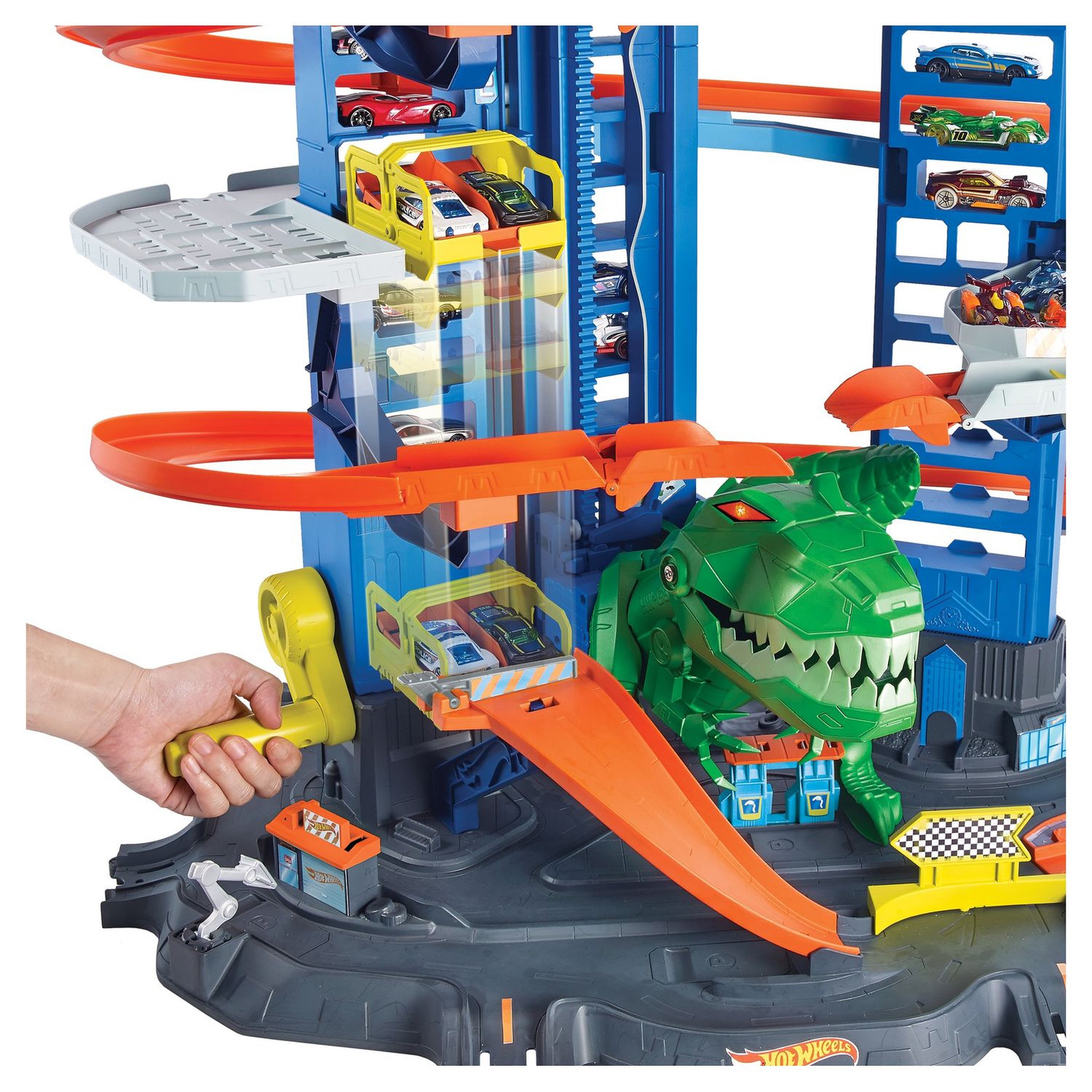 Voir la diapositive 3 : HOT WHEELS Super Dino Robot Garage Hot Wheels City 