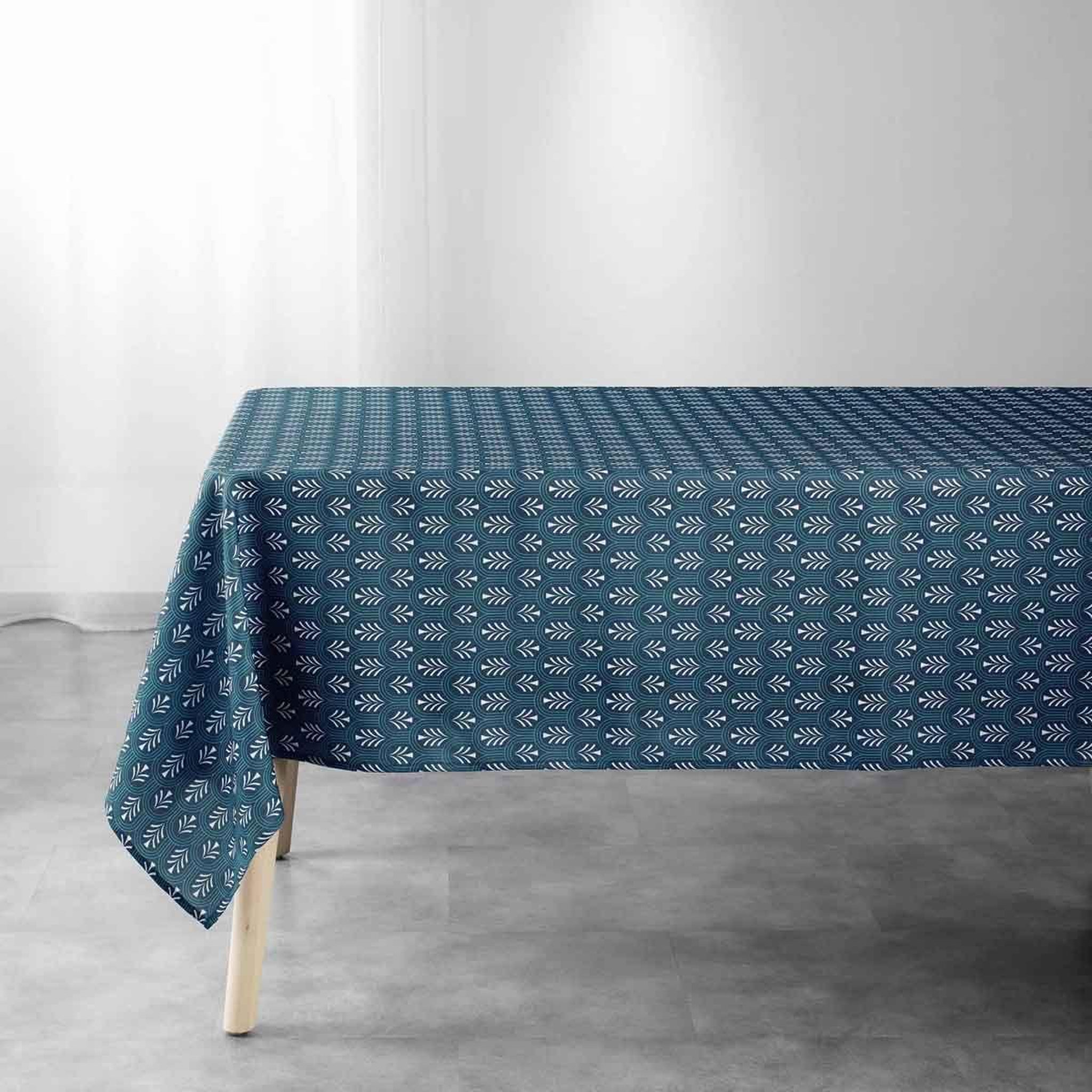 Douceur d'Intérieur Nappe imprimée  manuella  145x240cm bleu