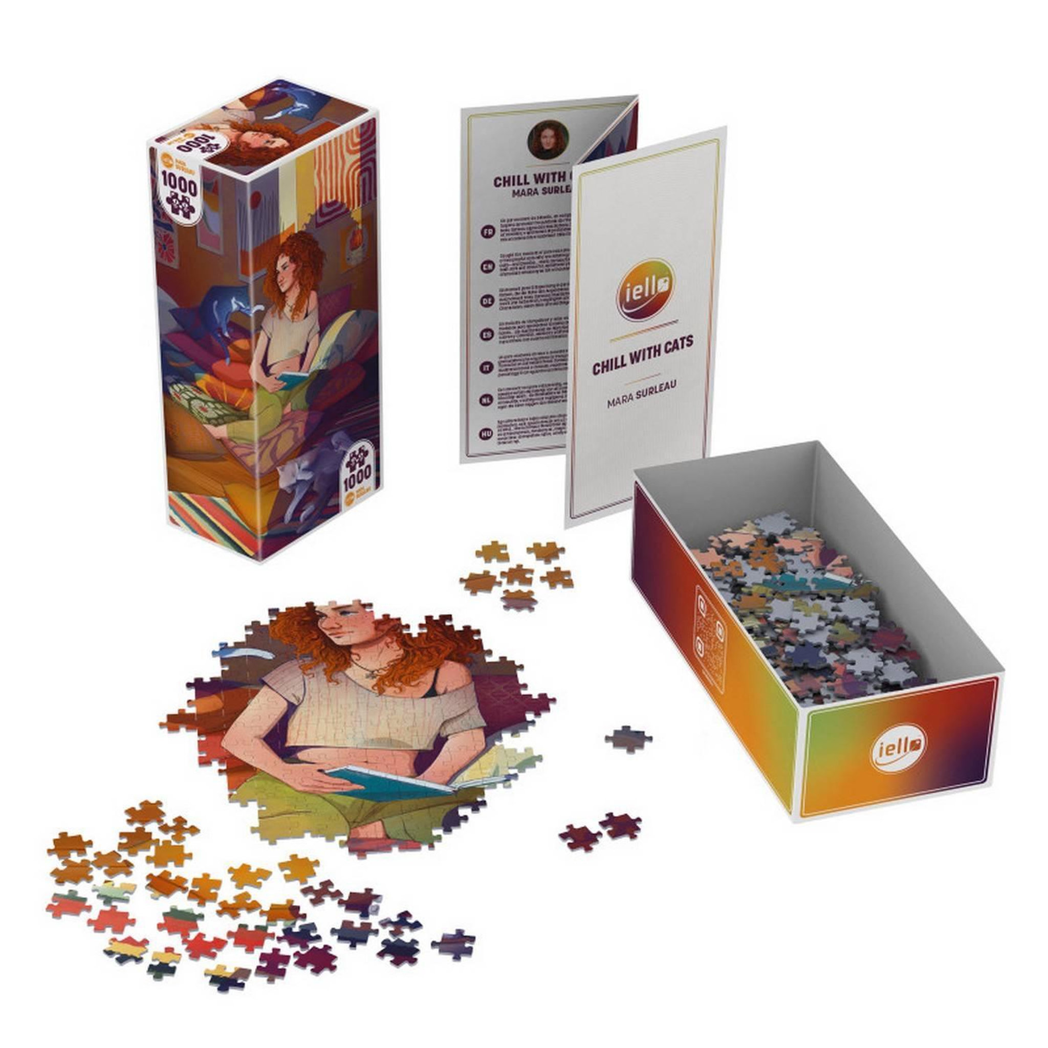 Voir la diapositive 3 : Iello Puzzle 1000 pièces : détendez-vous avec les chats