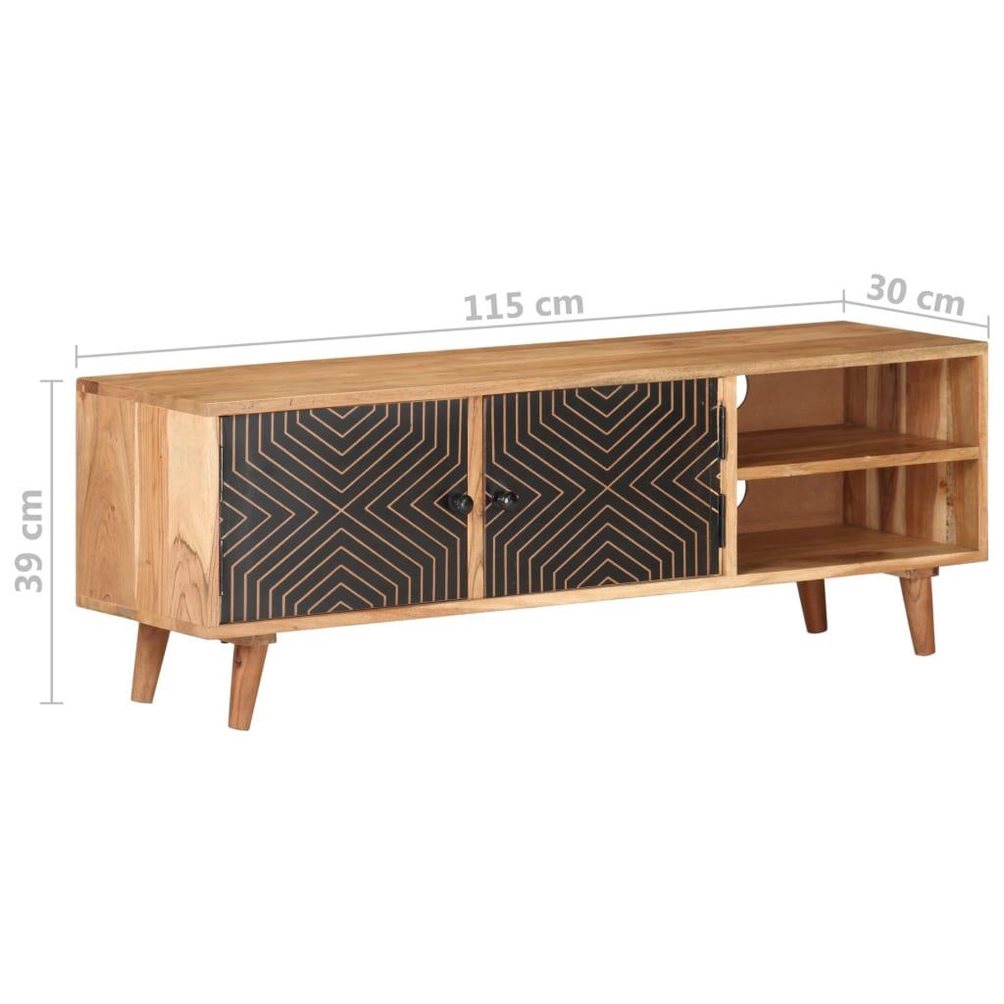 Voir la diapositive 6 : VIDAXL Meuble tv 115x30x39 cm bois d'acacia massif