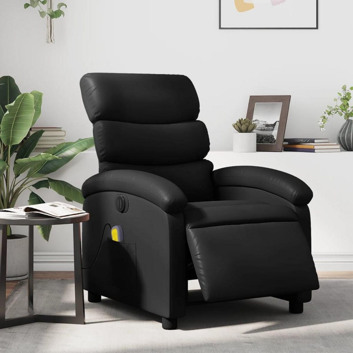 VIDAXL Fauteuil de massage inclinable electrique noir similicuir