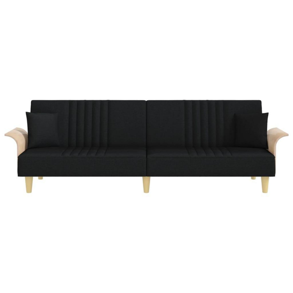 VIDAXL Canape-lit avec accoudoirs noir tissu