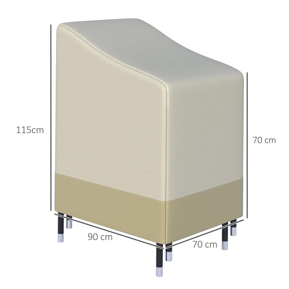 OUTSUNNY Housse de protection chaises de jardin empilables bâche étanche 70L x 90l x 115H cm oxford haute densité 600D beige café