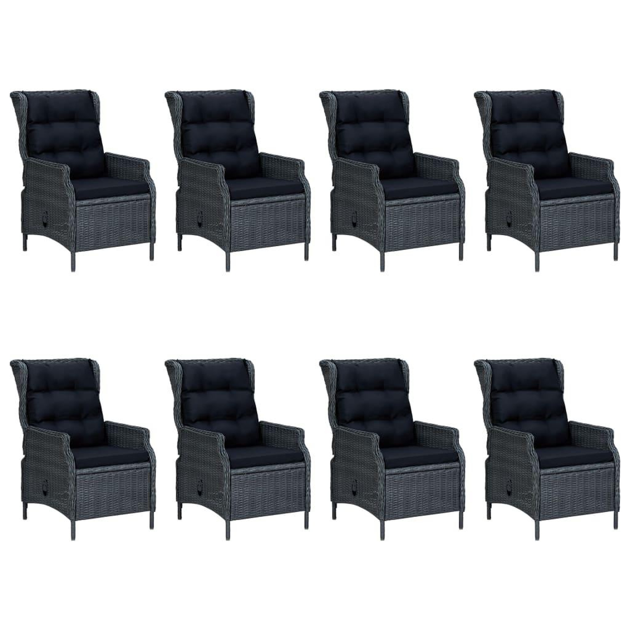 Voir la diapositive 3 : VIDAXL Ensemble a manger d'exterieur 9pcs et coussins rotin gris fonce
